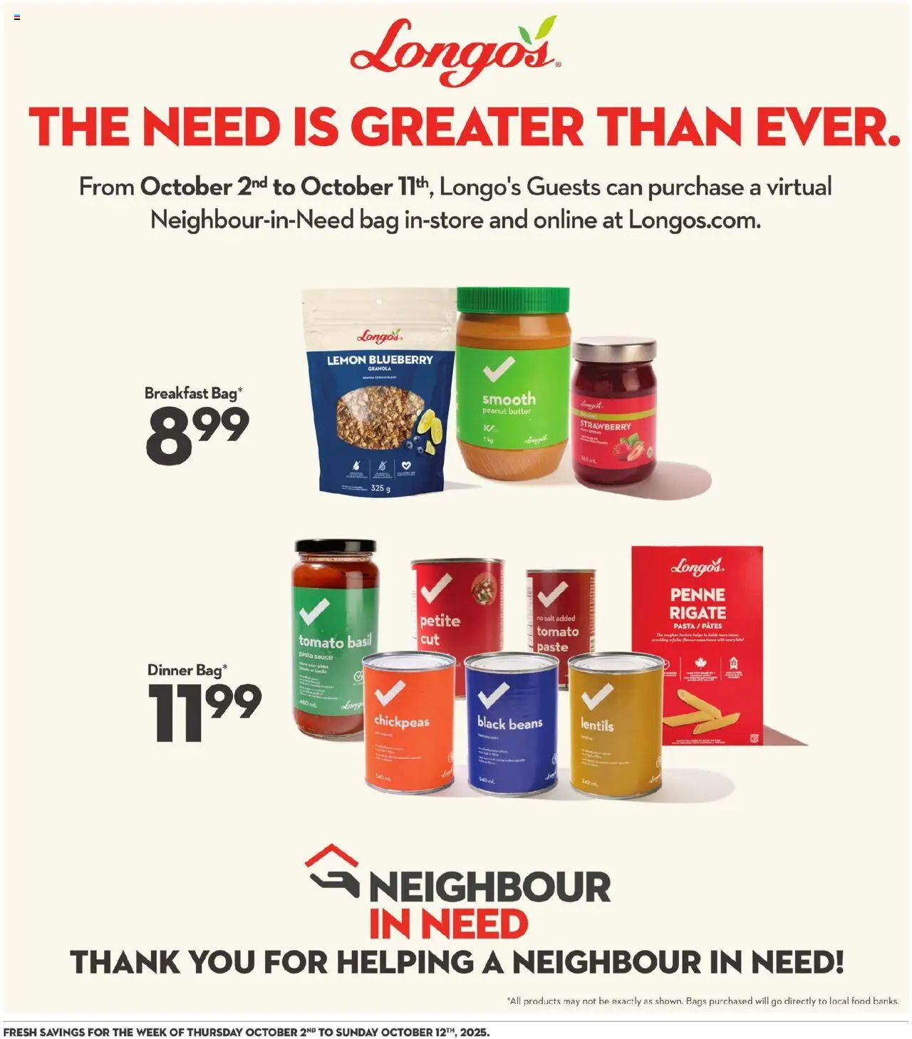 Longo's flyer valid from 02.10.2025 | Page: 18 | Products: Pasta, Bag, Butter
