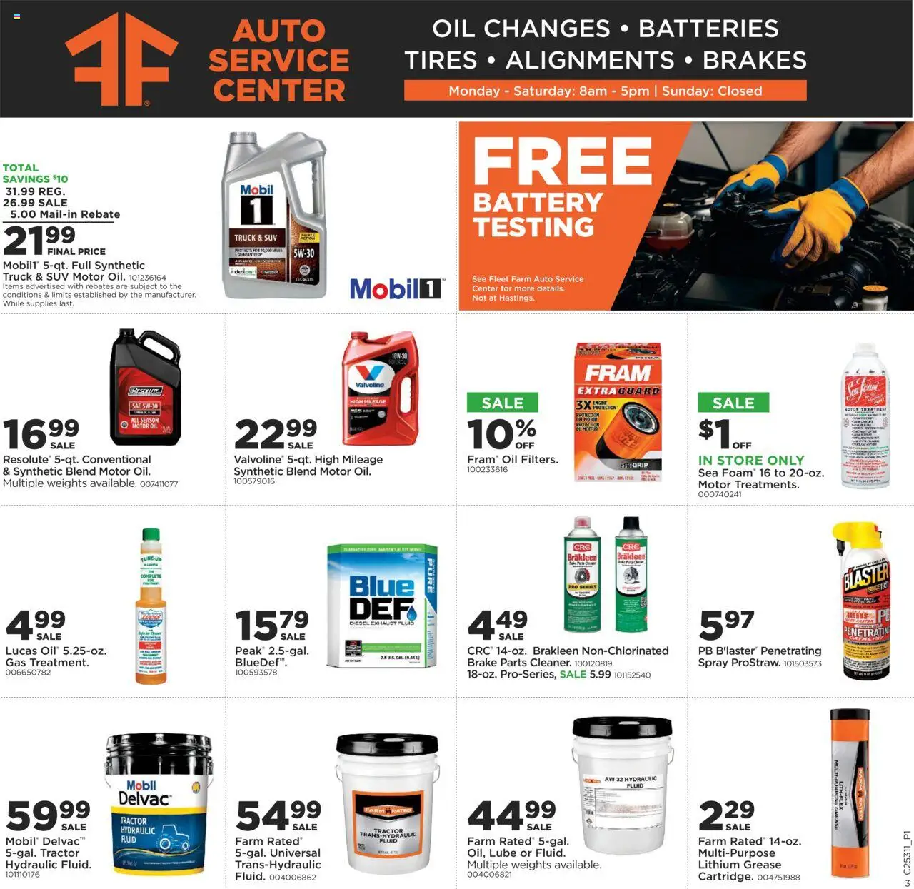 Mills Fleet Farm Weekly Ad - valid from 31.07.2025 | Page: 3 | Products: Battery, Oil