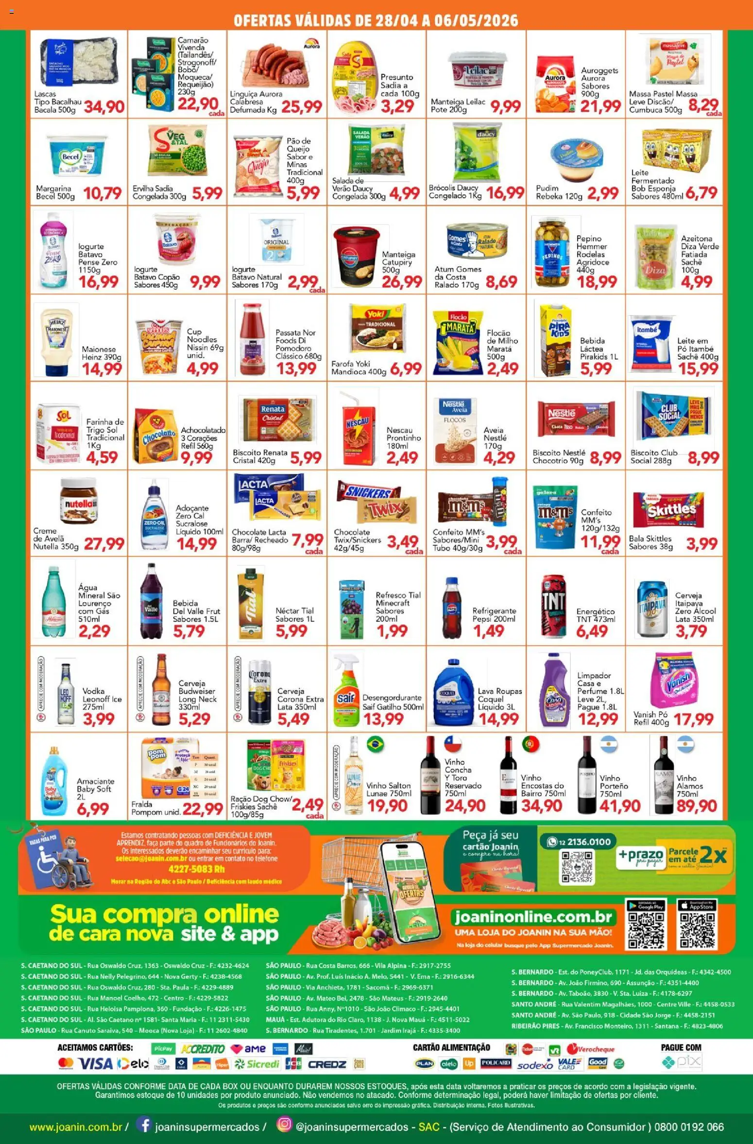 Supermercados Joanin Folheto - válido de 28.04.2026 | Página: 2 | Produtos: Leite, Telefone, Atum, Requeijão