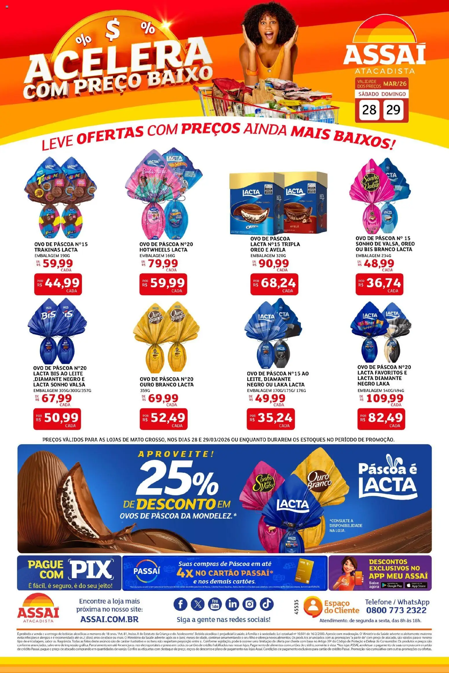 Assaí Atacadista Folheto - válido de 28.03.2026 | Página: 1 | Produtos: Ovo de páscoa, Pneus, Base, Baixo