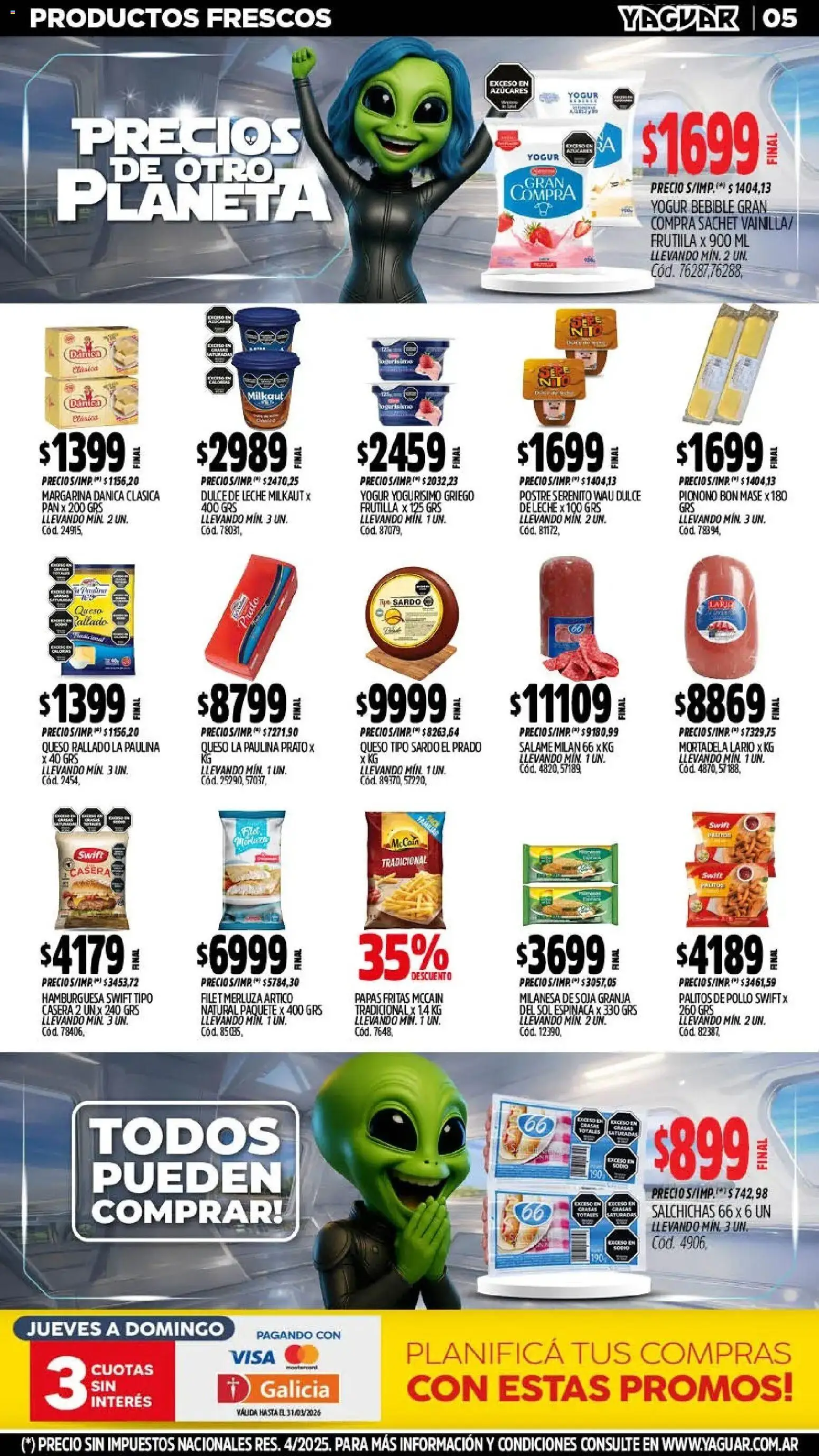 Yaguar - Oferta Semanal Santa Fé │ válido desde el 02.03.2026 | Página: 5 | Productos: Pollo, Milanesa, Mortadela, Margarina