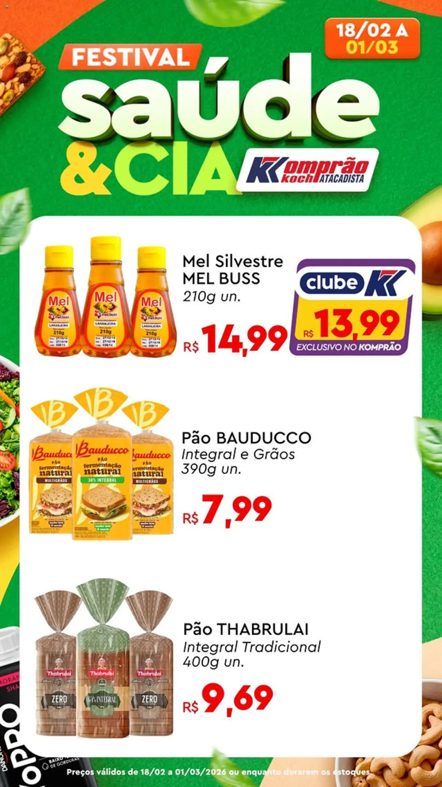 Komprao Atacadista Folheto - válido de 18.02.2026 | Página: 2 | Produtos: Pão, Mel