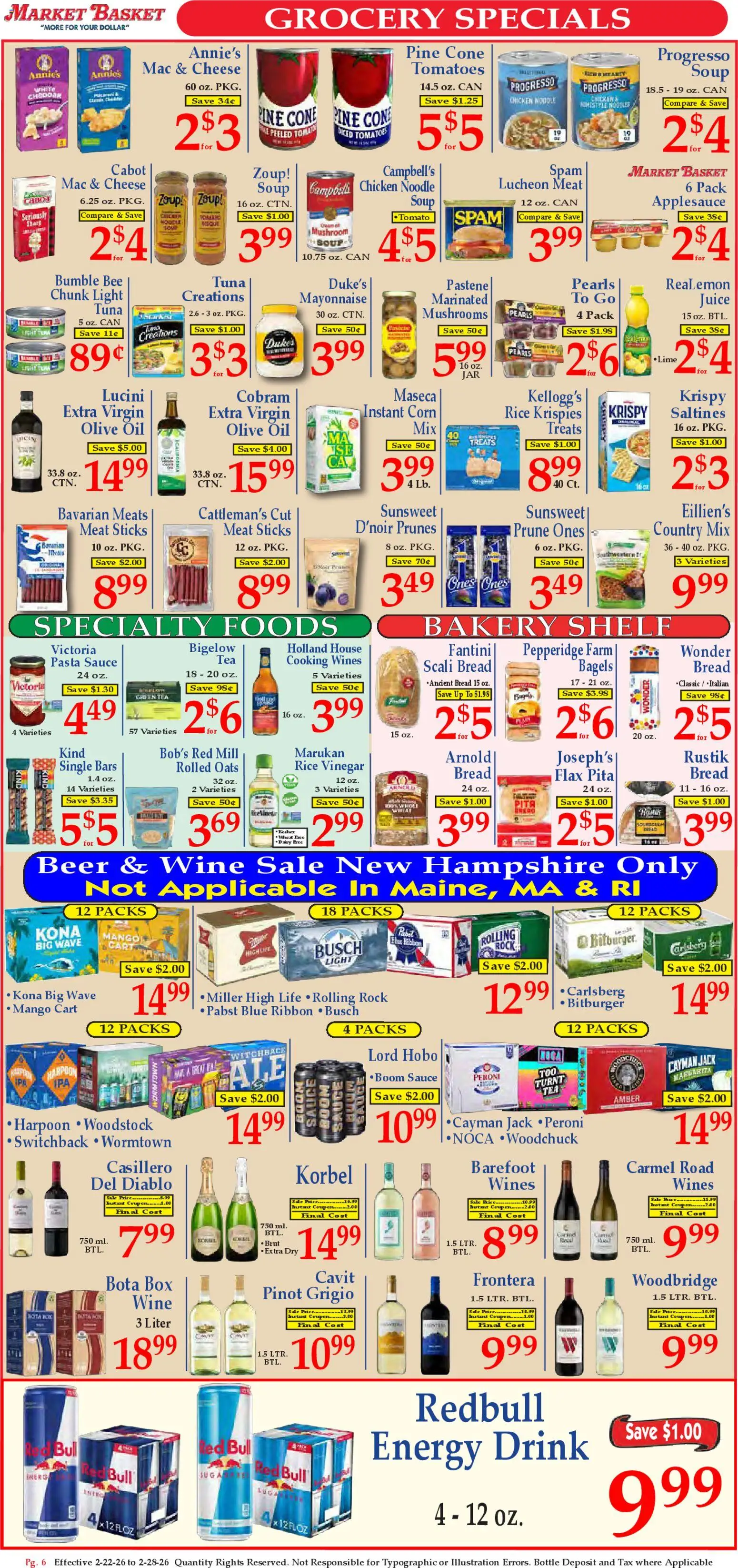 Market Basket Ad - valid from 22.02.2026 | Page: 6 | Products: Shelf, Cheese, Tomatoes, Noodles