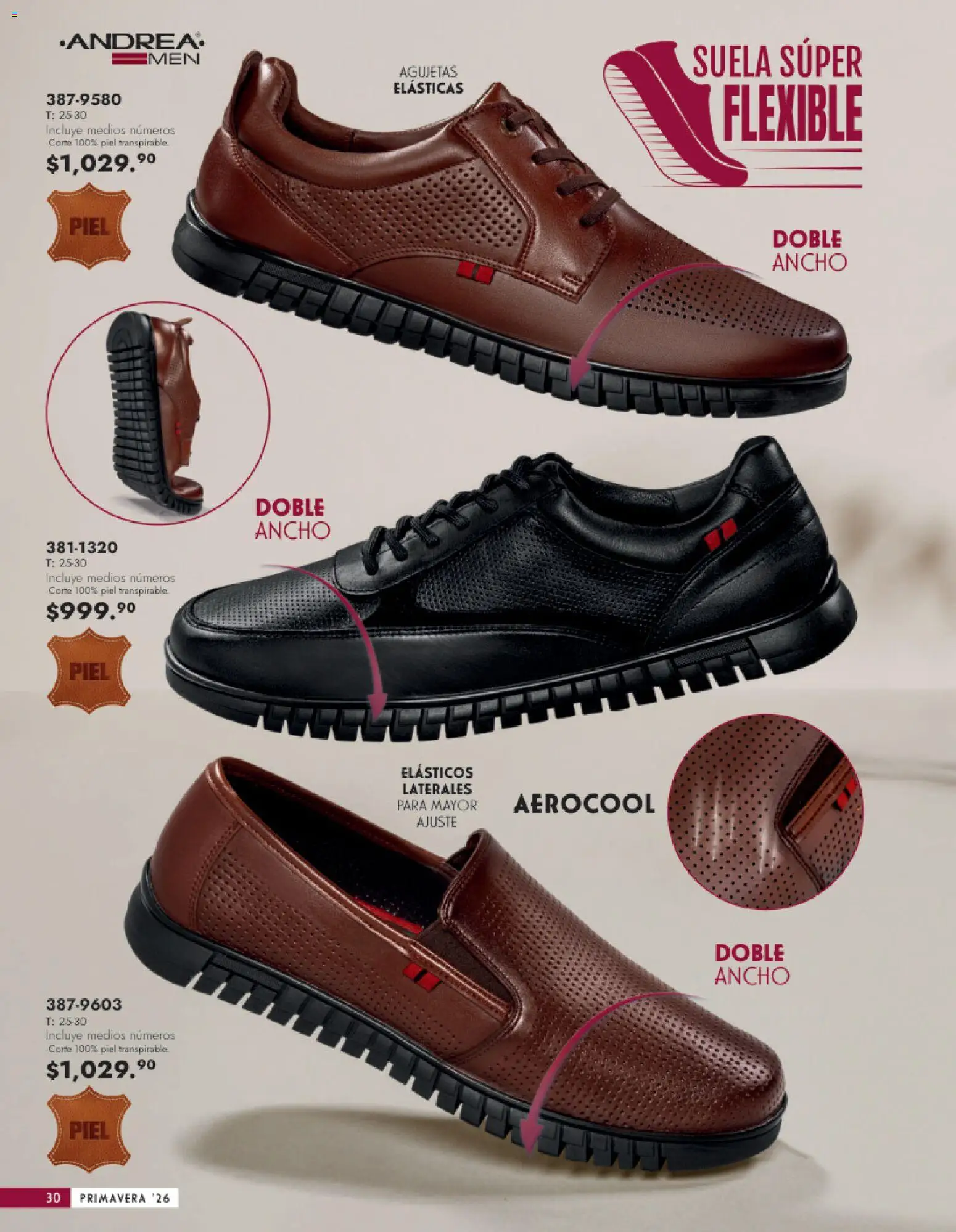 Nuevas ofertas de Andrea válidas en toda la República Mexicana desde el 25.01.2026. ¡Encuentra las mejores ofertas en Andrea catálogo Calzado Caballero! | Página: 30 | Productos: Flexible