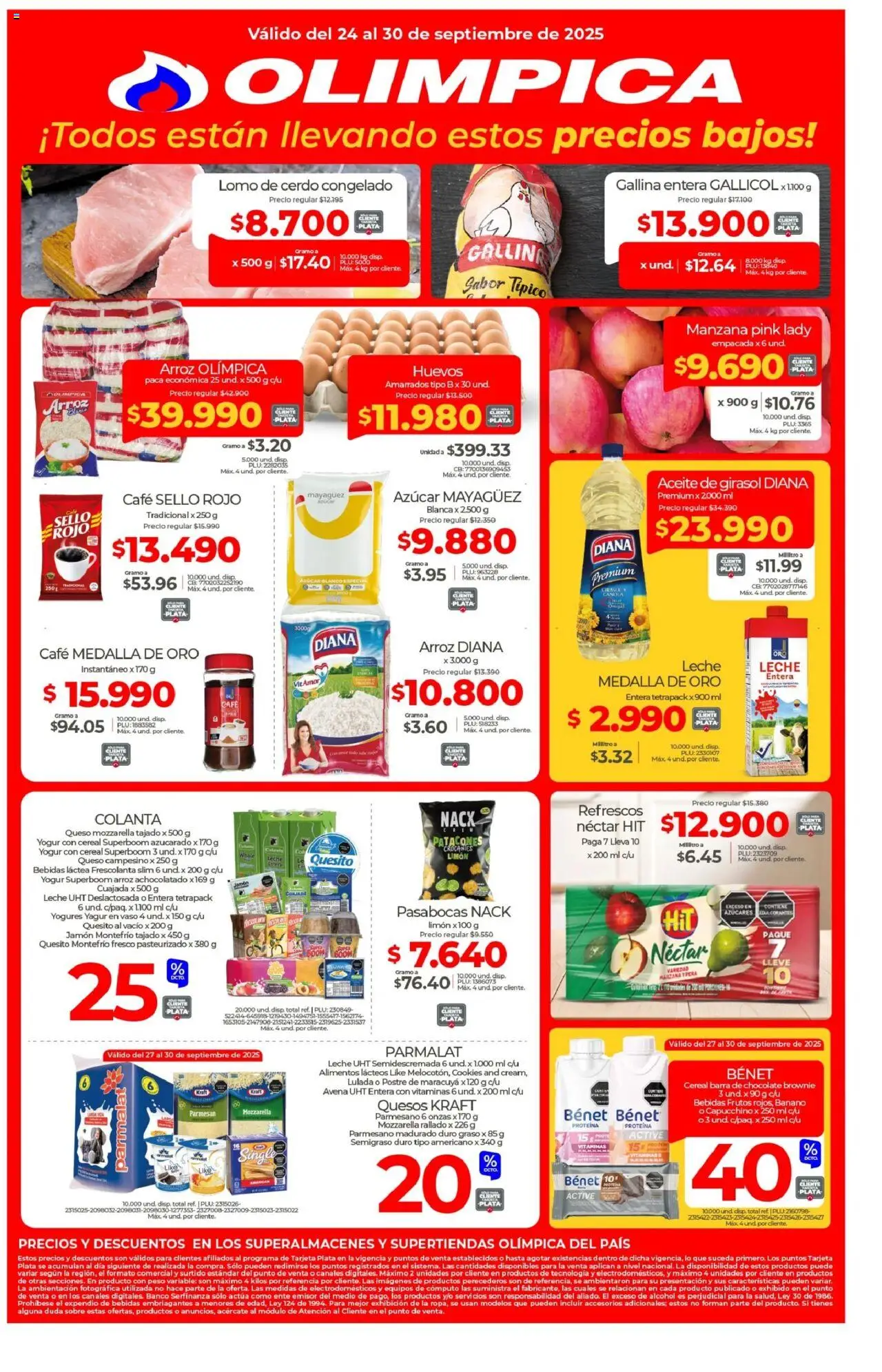 Olímpica revista - valida desde el 24.09.2025 | Página: 1 | Productos: Leche, Yogur, Café, Aceite