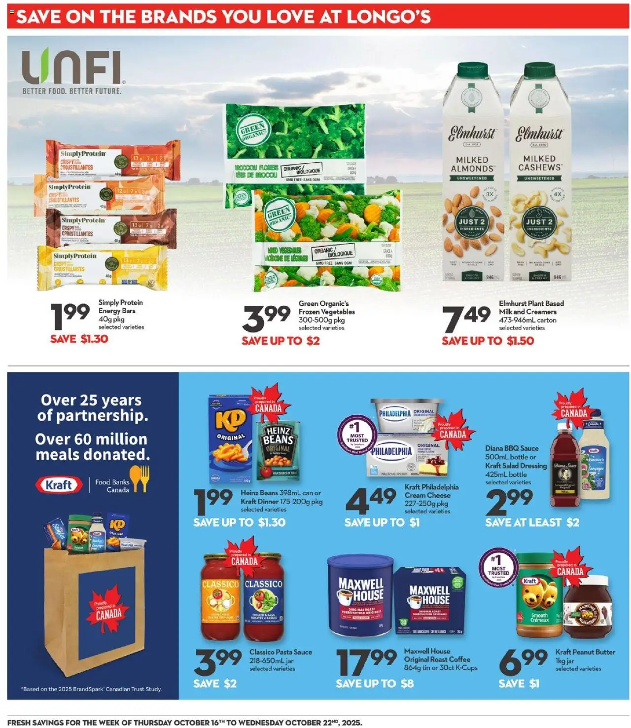 Longo's flyer valid from 16.10.2025 | Page: 15 | Products: Milk, Butter, Cheese, Coffee