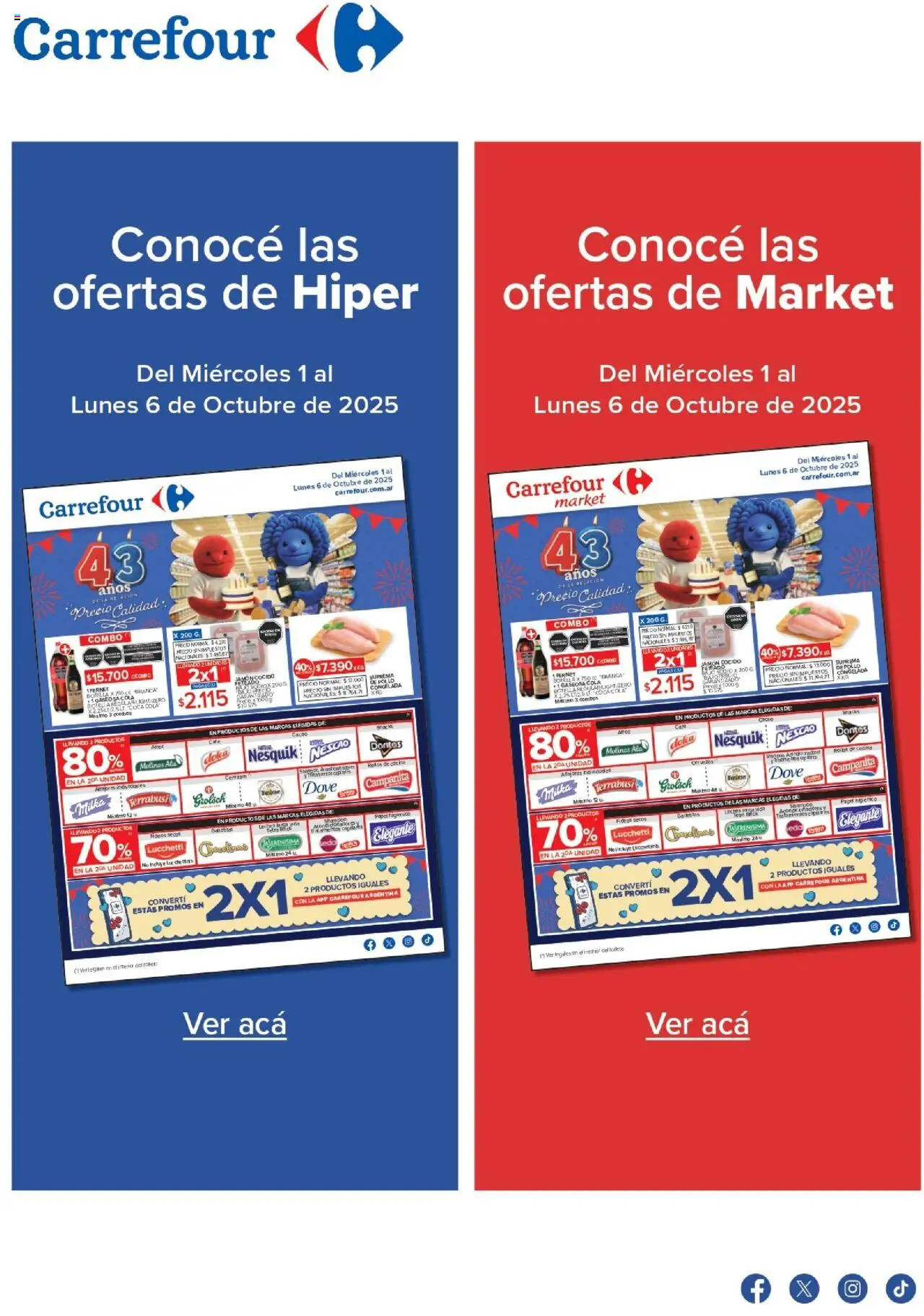 Carrefour - Ofertas - Chubut │ válido desde el 01.10.2025 | Página: 1 | Productos: Botella, Cocina, Jamón cocido, Fideos