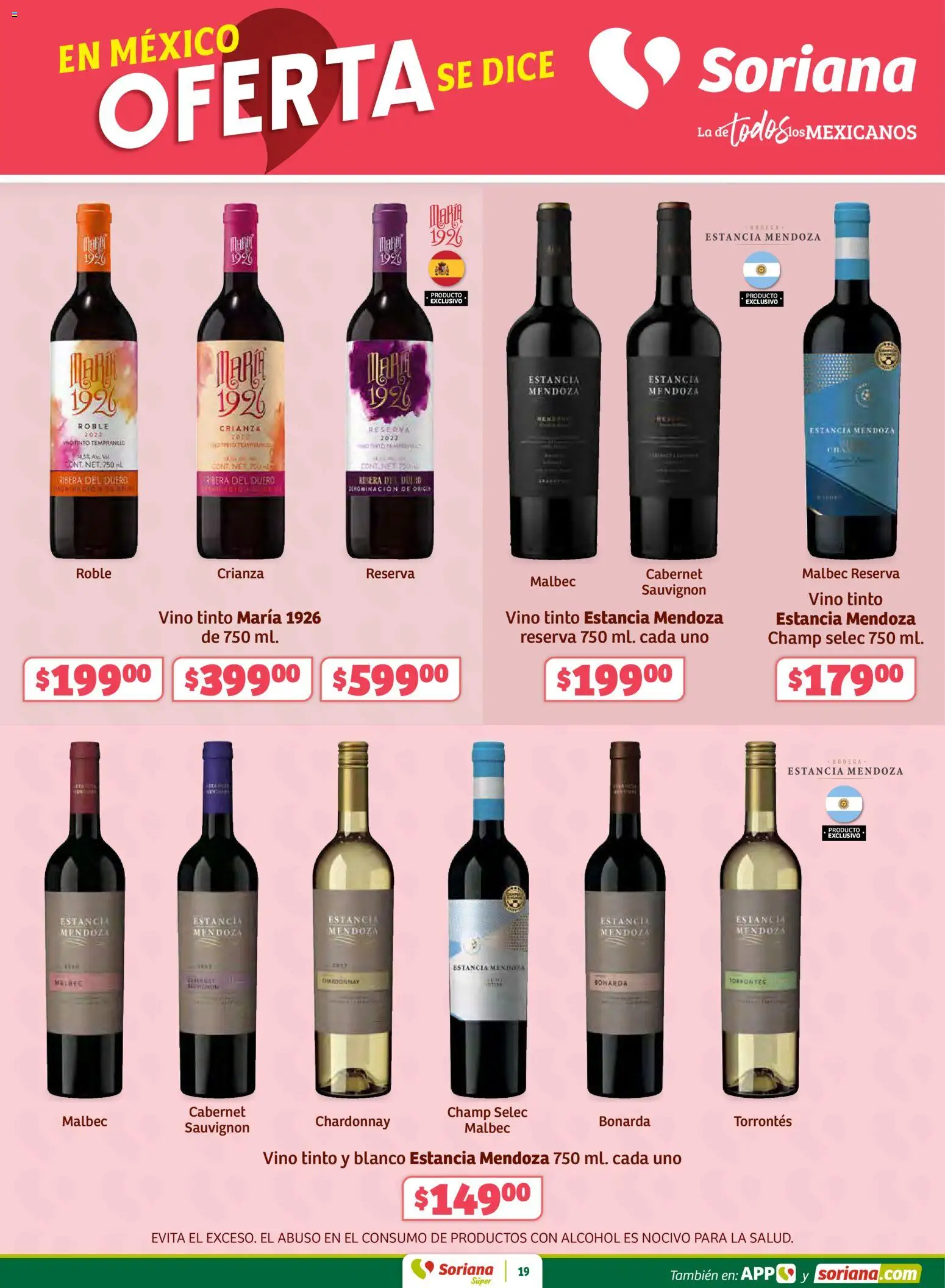 Nuevas ofertas de Soriana válidas en toda la República Mexicana desde el 12.02.2026. ¡Encuentra las mejores ofertas en Soriana - Preciazazaso Súper: Ags, Col, Gto, Jal, Mich! | Página: 19 | Productos: Vino