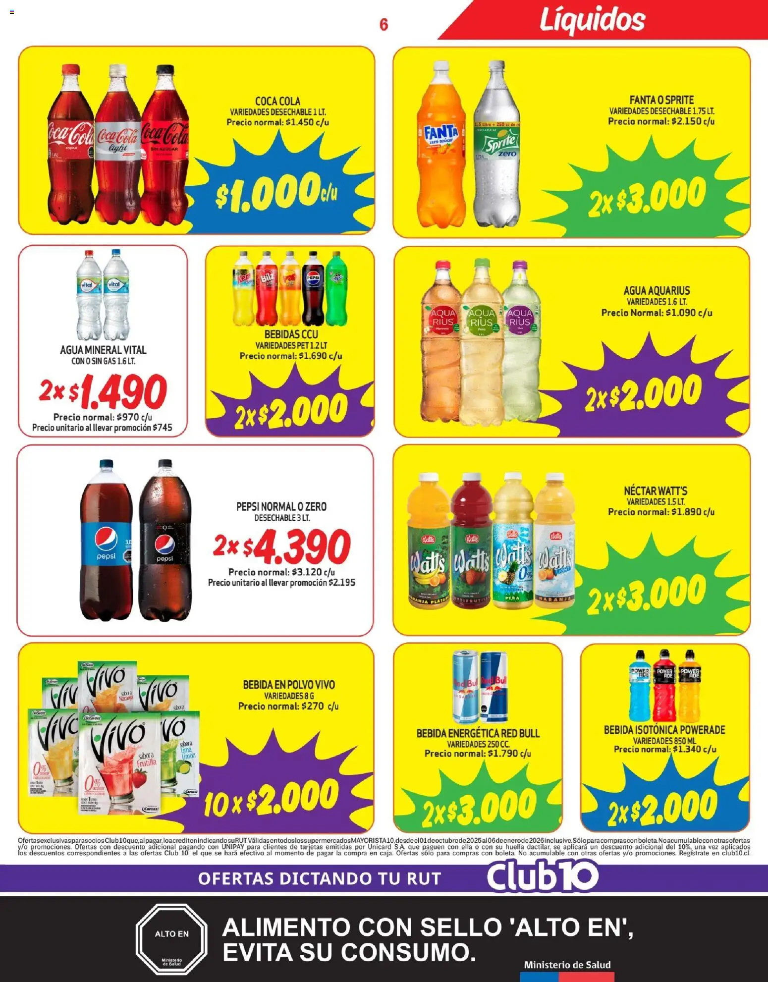 Mayorista 10 Ofertas │ válido desde el 01.10.2025 | Página: 6 | Productos: Agua, Limón, Polvo, Azucar