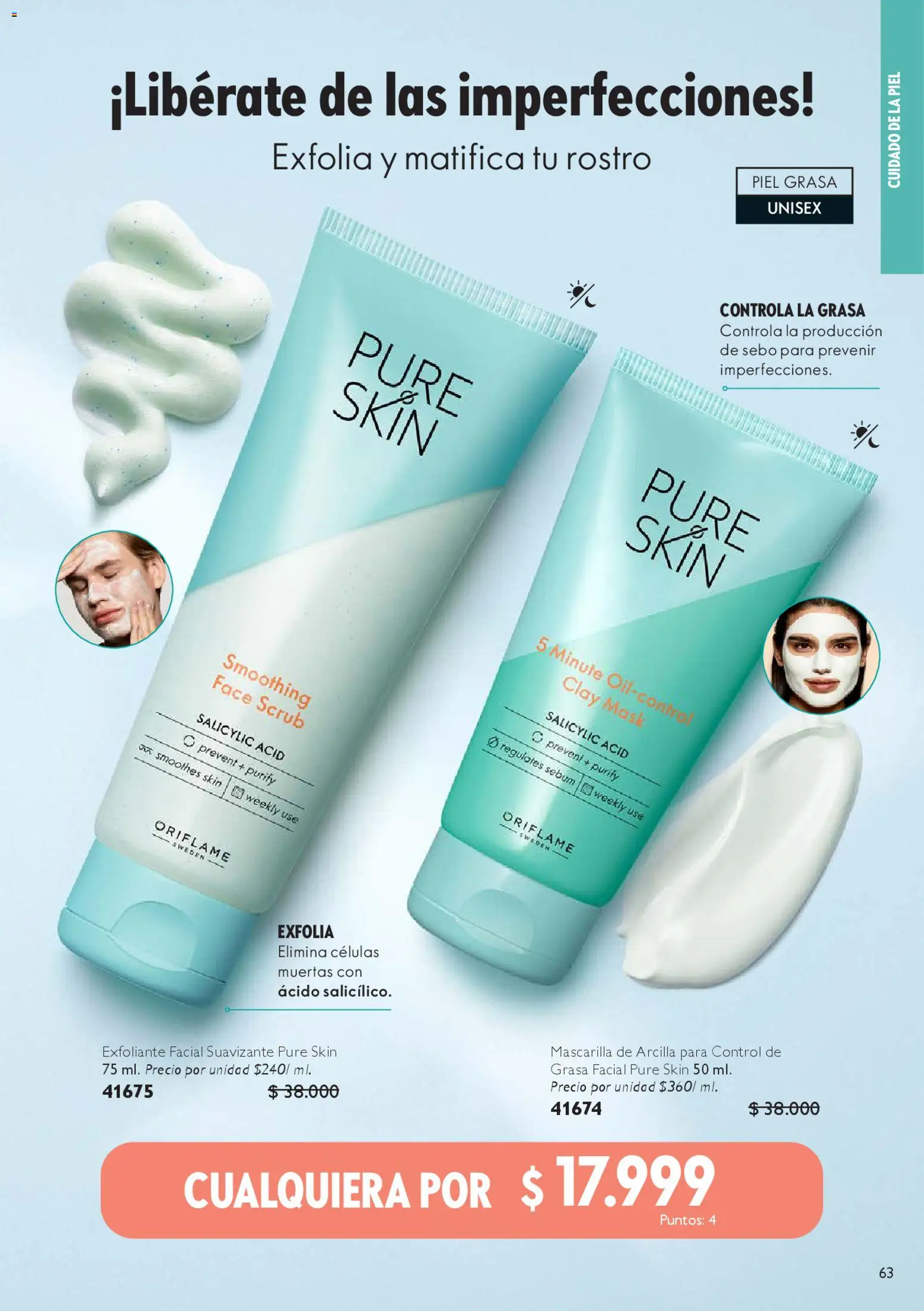 Oriflame revista - valida desde el 18.04.2026 | Página: 63 | Productos: Exfoliante facial, Suavizante, Mascarilla