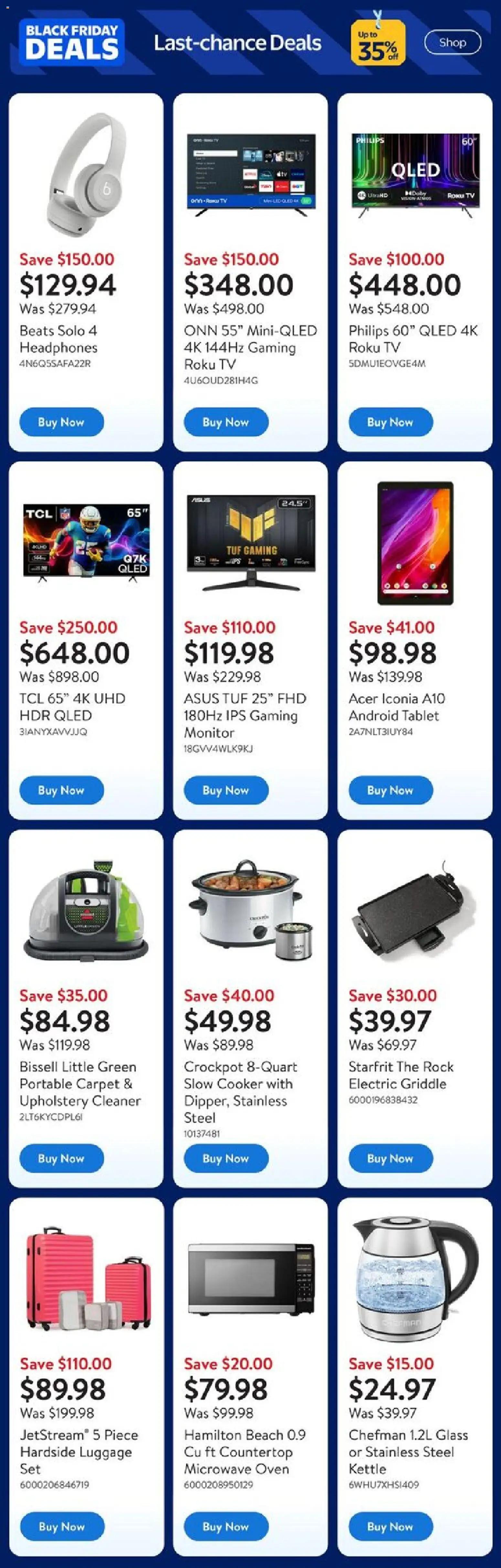 Walmart flyer valid from 26.11.2025 | Page: 13 | Products: Tablet, Monitor, Headphones, Carpet