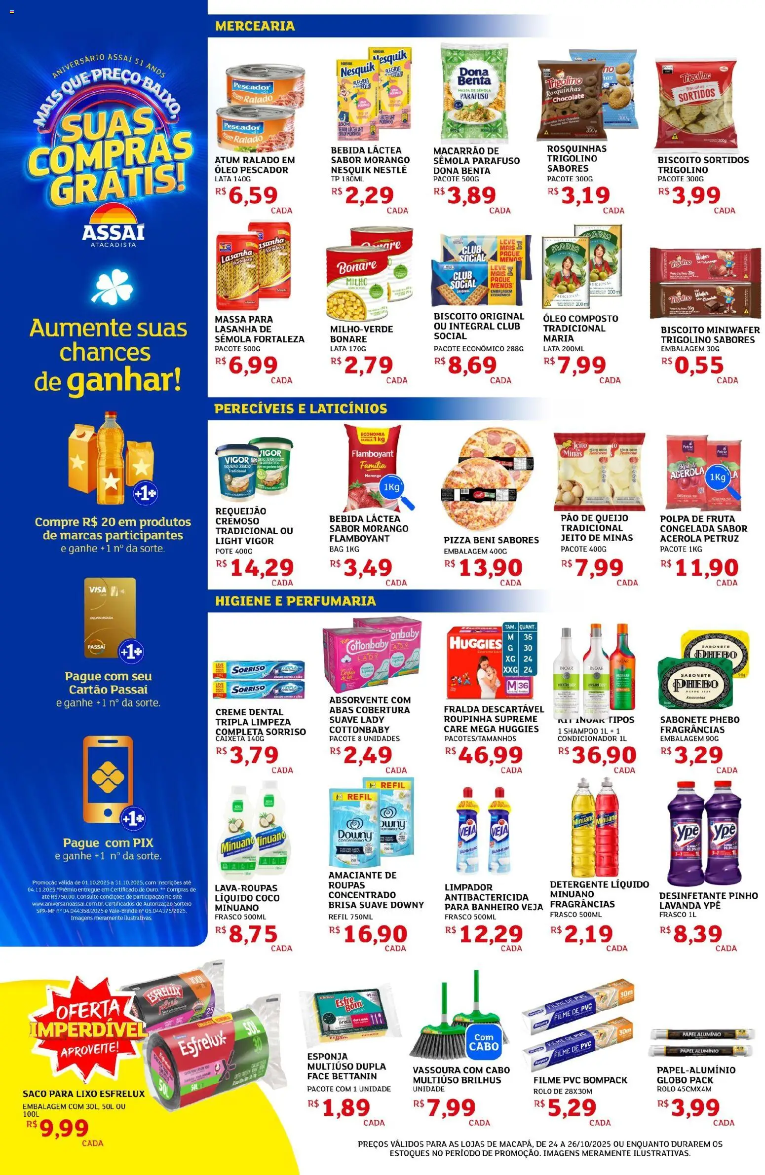Assaí Atacadista Folheto - válido de 24.10.2025 | Página: 2 | Produtos: Óleo, Roupas, Creme dental, Absorvente