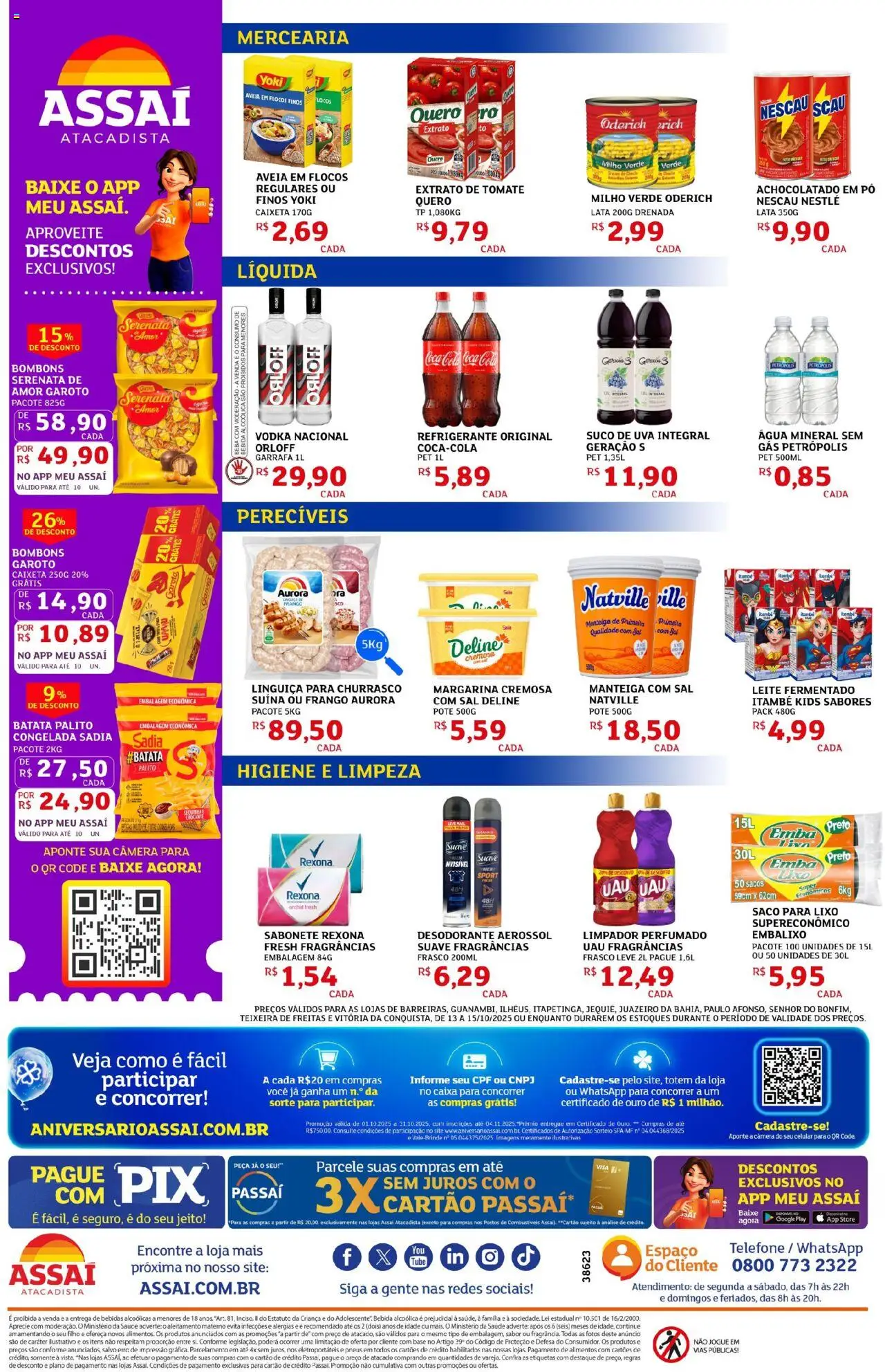 Assaí Atacadista Folheto - válido de 13.10.2025 | Página: 2 | Produtos: Saco para lixo, Cola, Caixa, Sal