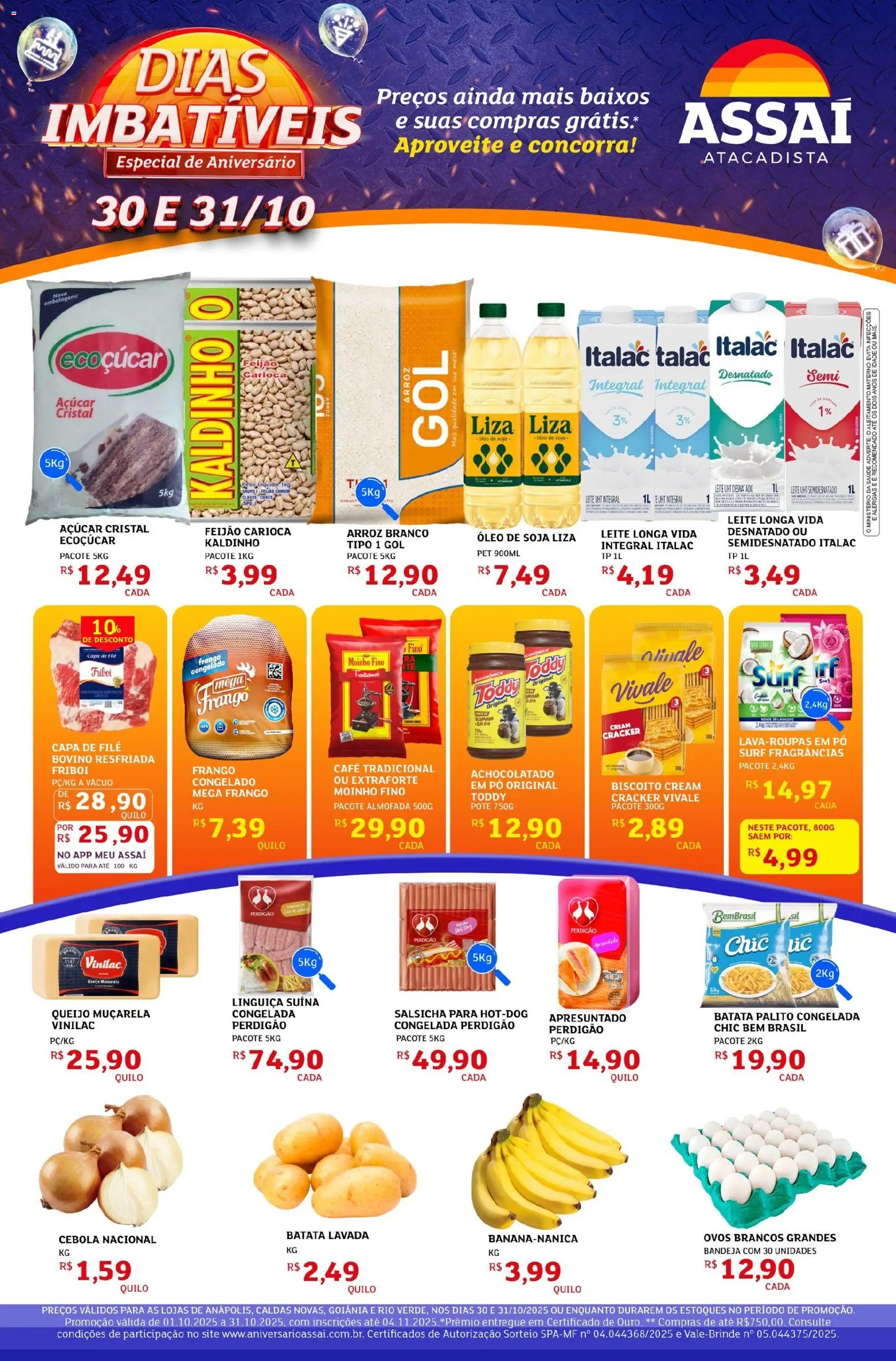 Assaí Atacadista Folheto - válido de 30.10.2025 | Página: 1 | Produtos: Feijão, Achocolatado, Muçarela, Bandeja