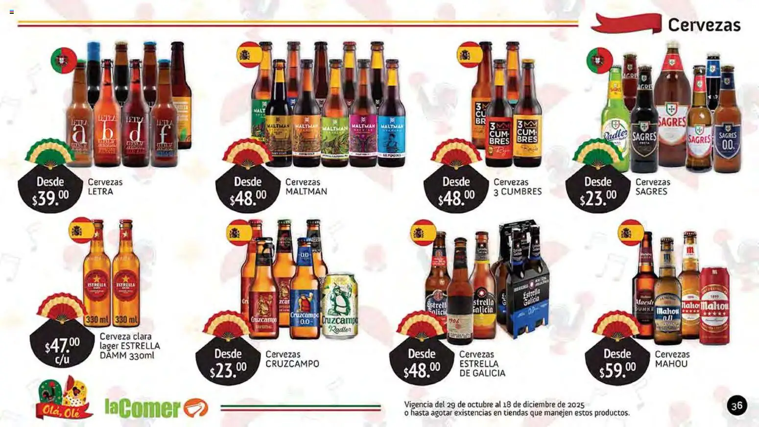 Nuevas ofertas de La Comer válidas en toda la República Mexicana desde el 29.10.2025. ¡Encuentra las mejores ofertas en La Comer folleto Olá, Olé! | Página: 36 | Productos: Cerveza