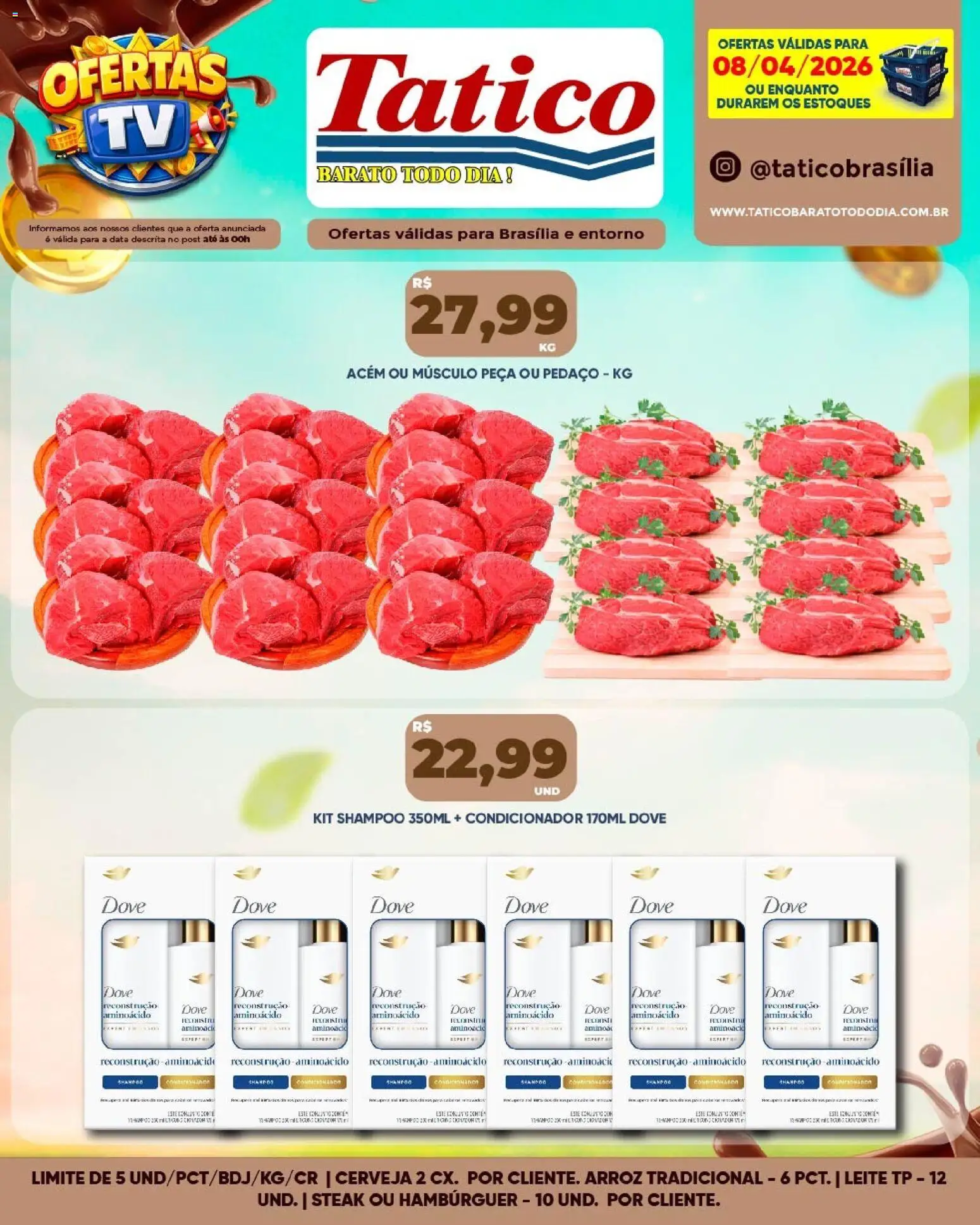 Tatico Folheto - válido de 08.04.2026 | Página: 14 | Produtos: Shampoo, Leite, Arroz, Hambúrguer