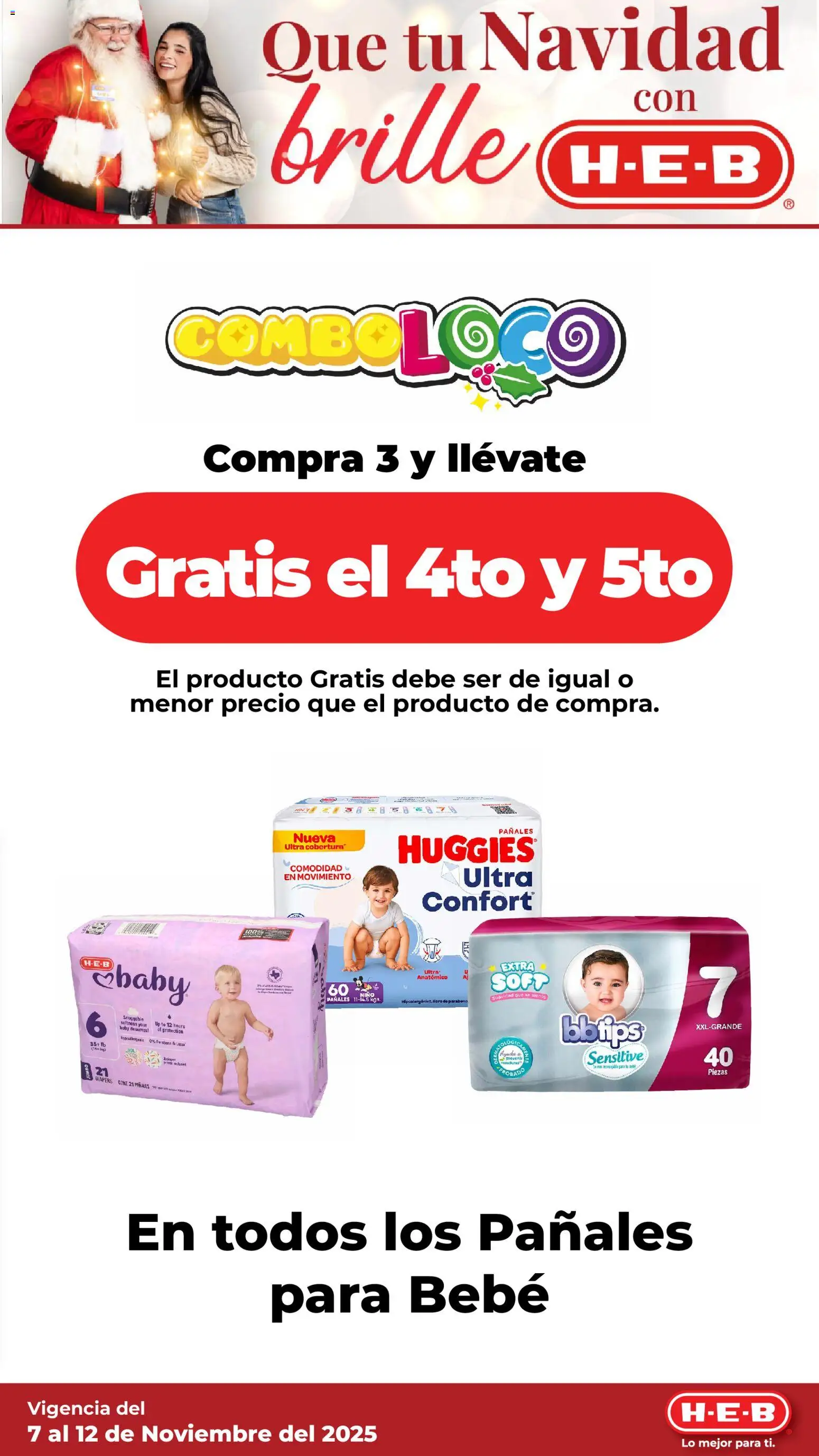 Nuevas ofertas de H-E-B válidas en toda la República Mexicana desde el 07.11.2025. ¡Encuentra las mejores ofertas en H-E-B folleto Que tu Navidad! | Página: 5 | Productos: Pañales