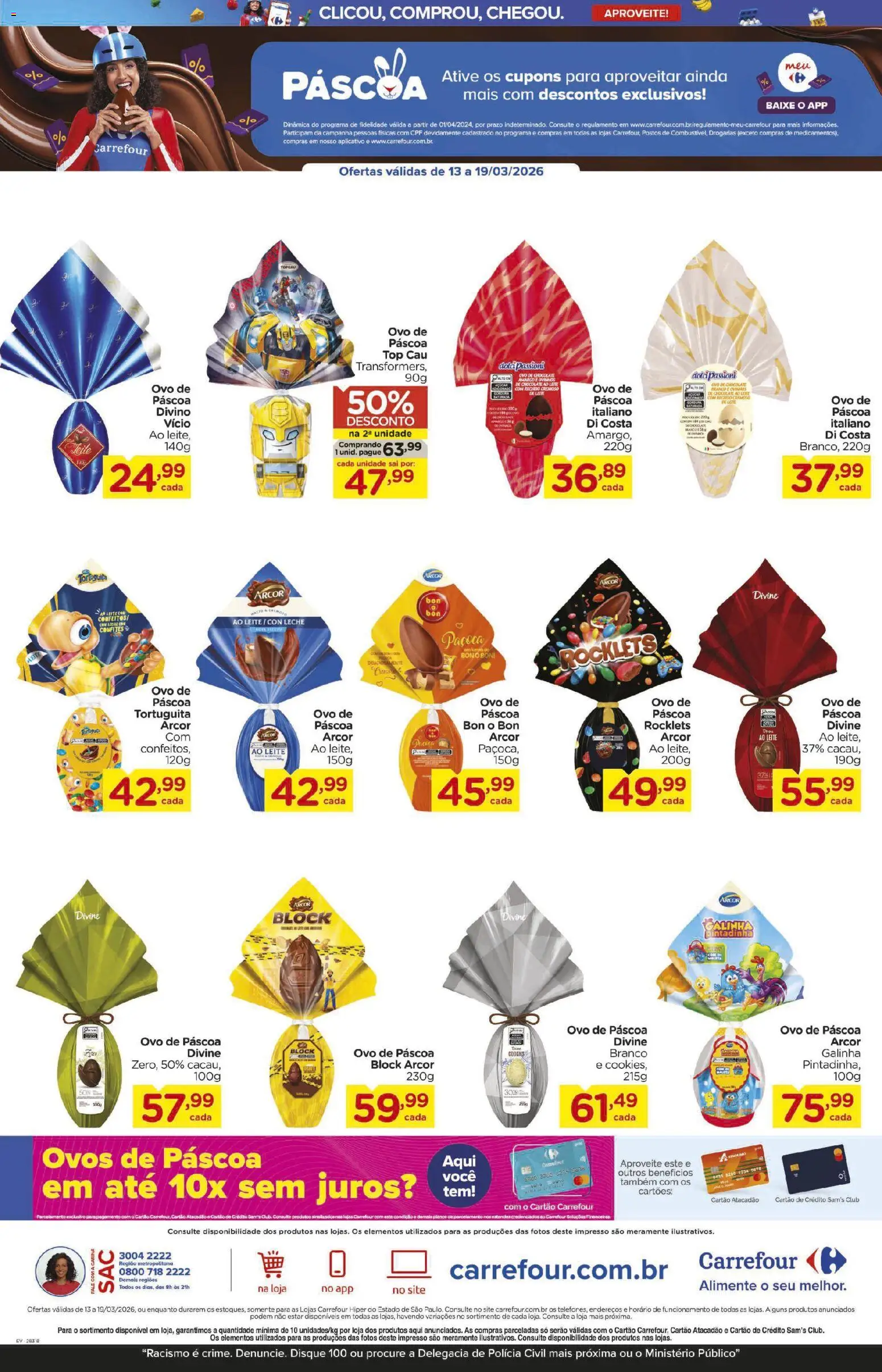 Carrefour Folheto - válido de 13.03.2026 | Página: 3 | Produtos: Leite, Ovos, Cookies, Paçoca