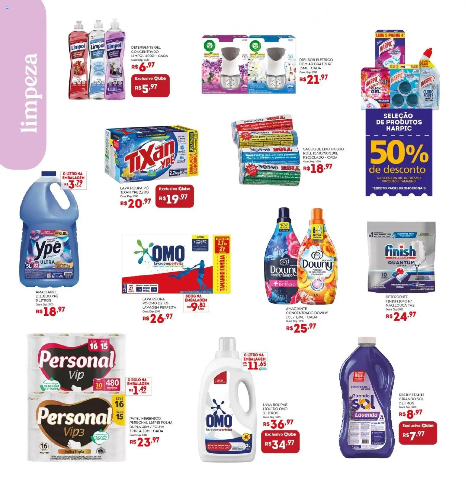 Bistek Supermercados Folheto - válido de 25.03.2026 | Página: 14 | Produtos: Detergente, Roupas, Algodão, Papel higiênico