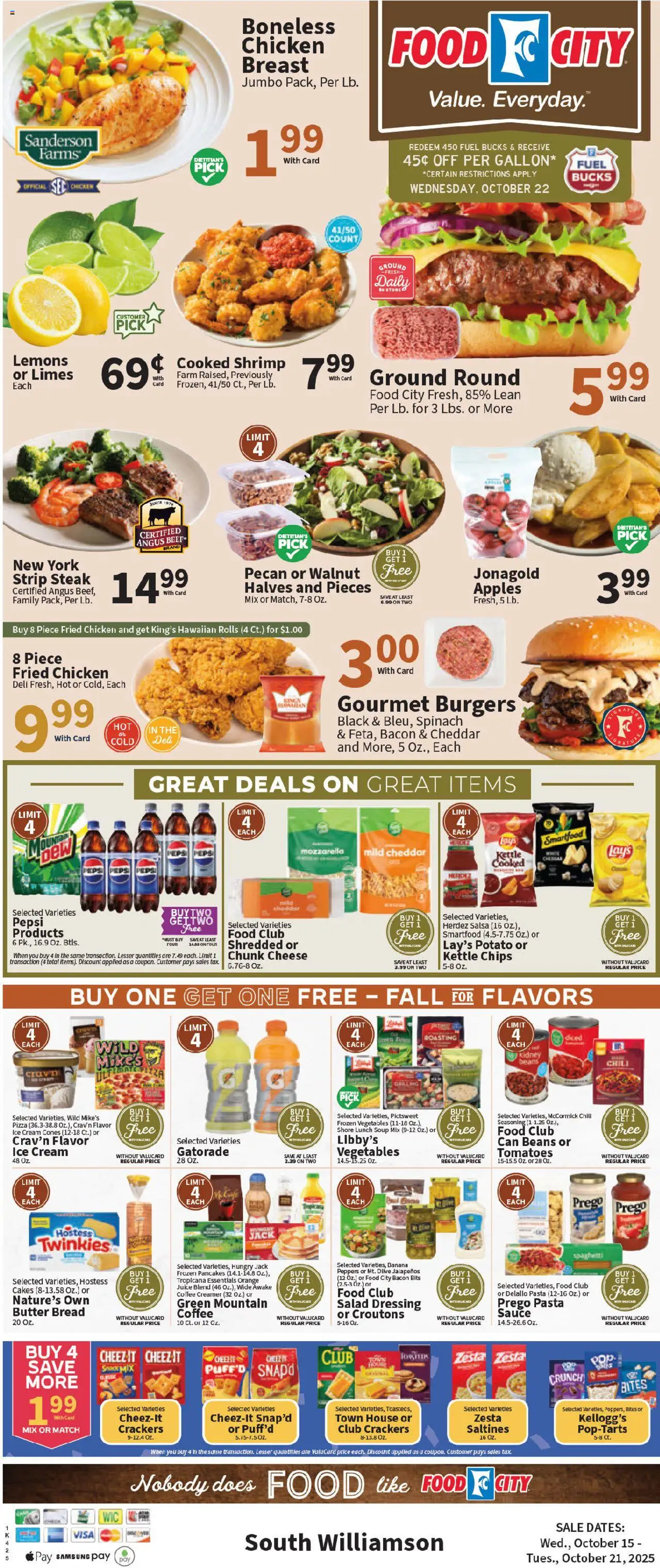 Food City Weekly Ad - valid from 15.10.2025 | Page: 3 | Products: Butter, Apples, Chips, Cream