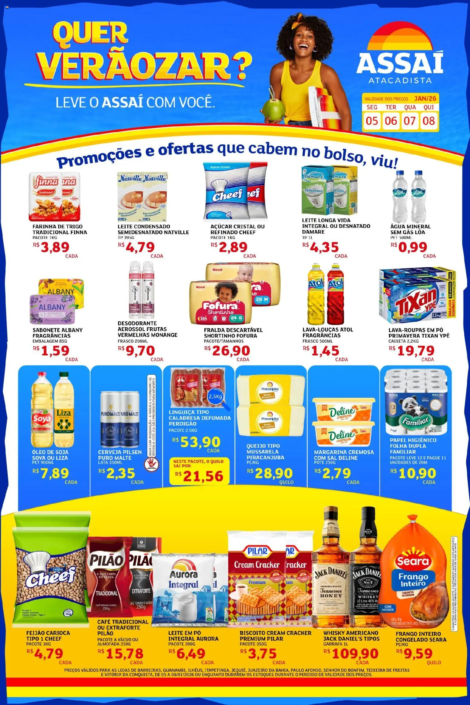 Assaí Atacadista Folheto - válido de 05.01.2026 | Página: 1 | Produtos: Biscoito, Óleo, Água mineral, Açúcar