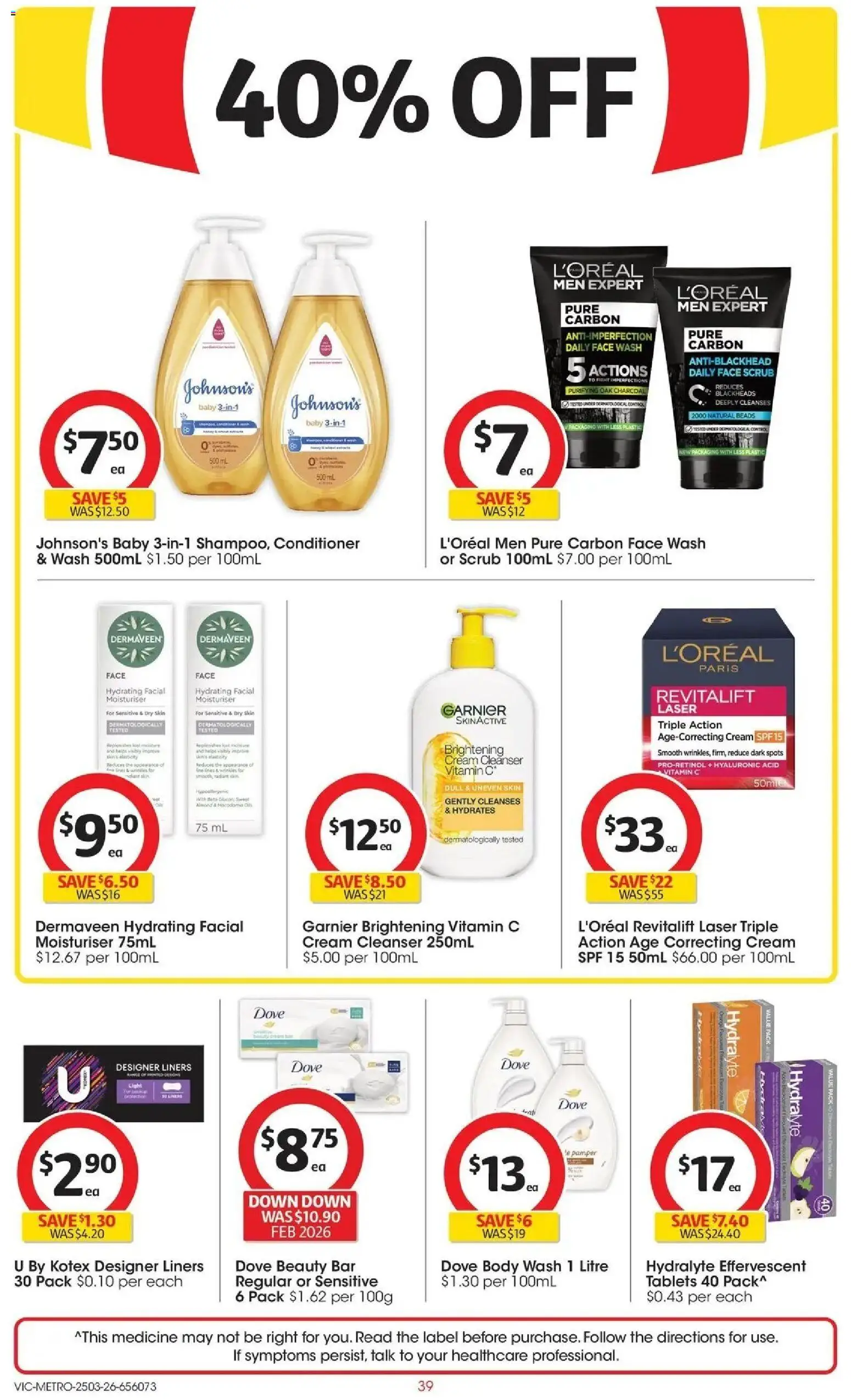 Coles catalogue - valid from 25.03.2026 | Page: 39 | Products: Light, Cream, Face wash, Vitamin