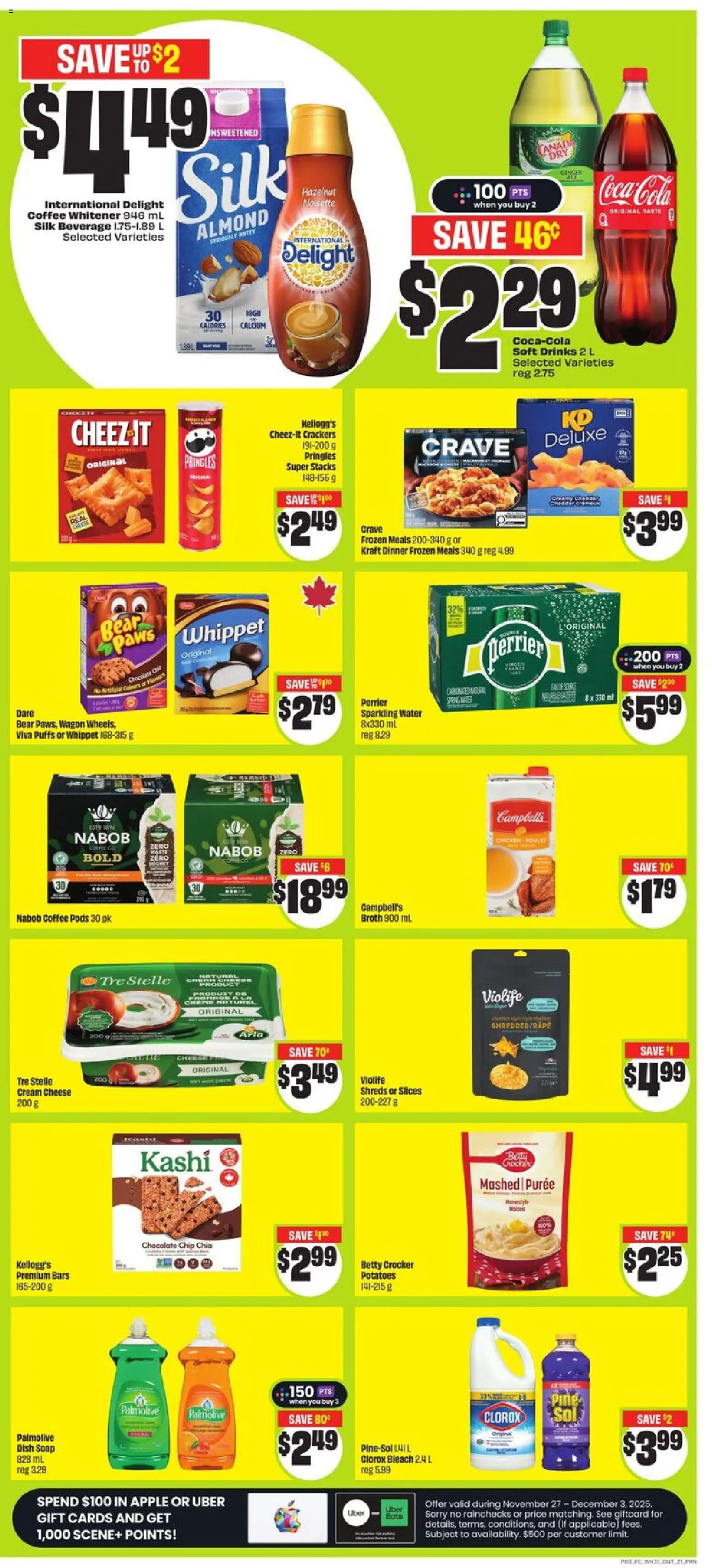 FreshCo flyer valid from 27.11.2025 | Page: 4 | Products: Potatoes, Soap, Cheese, Coffee