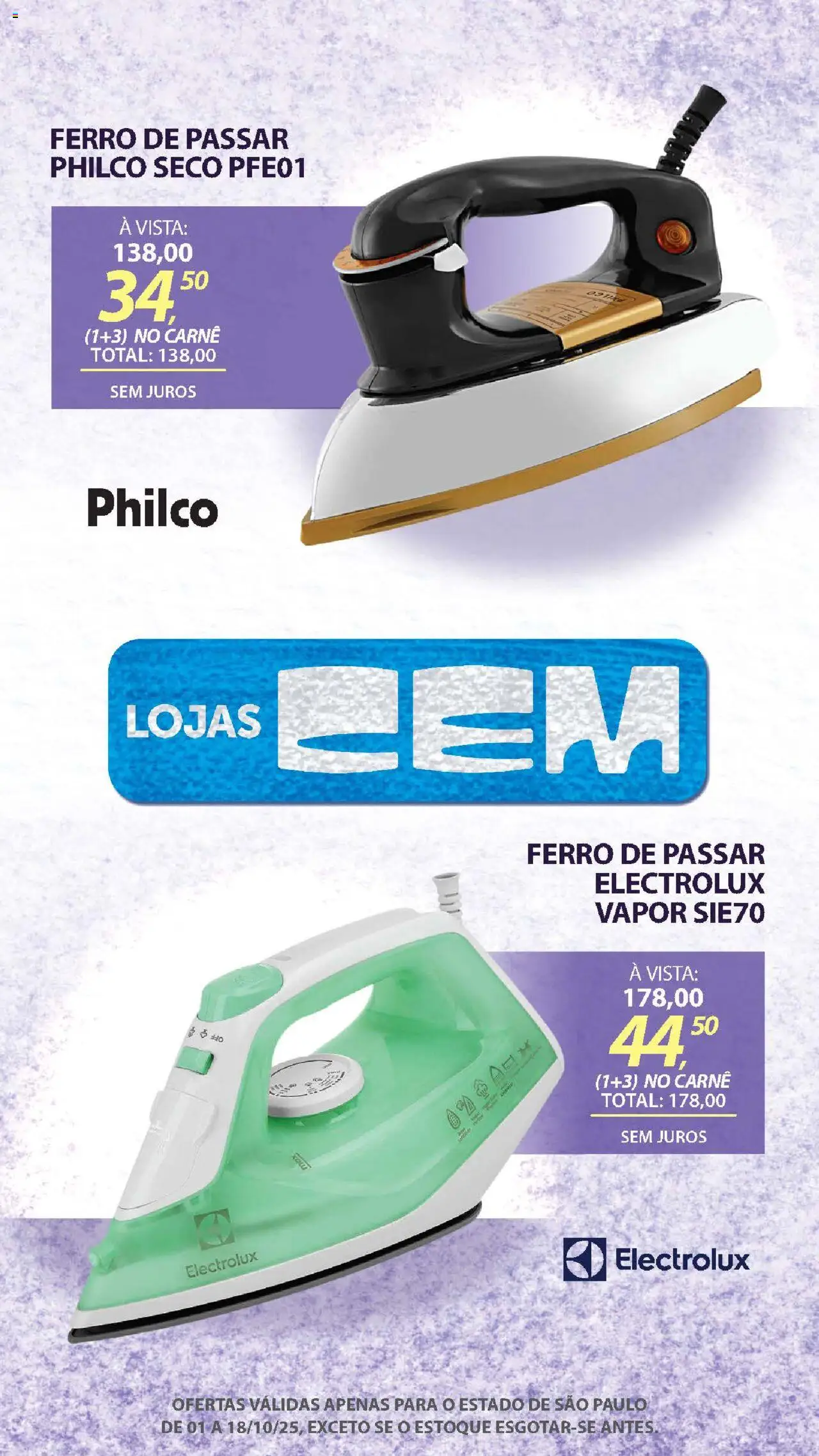 Lojas Cem Folheto - válido de 01.10.2025 | Página: 124 | Produtos: Ferro, Ferro de passar, Carne