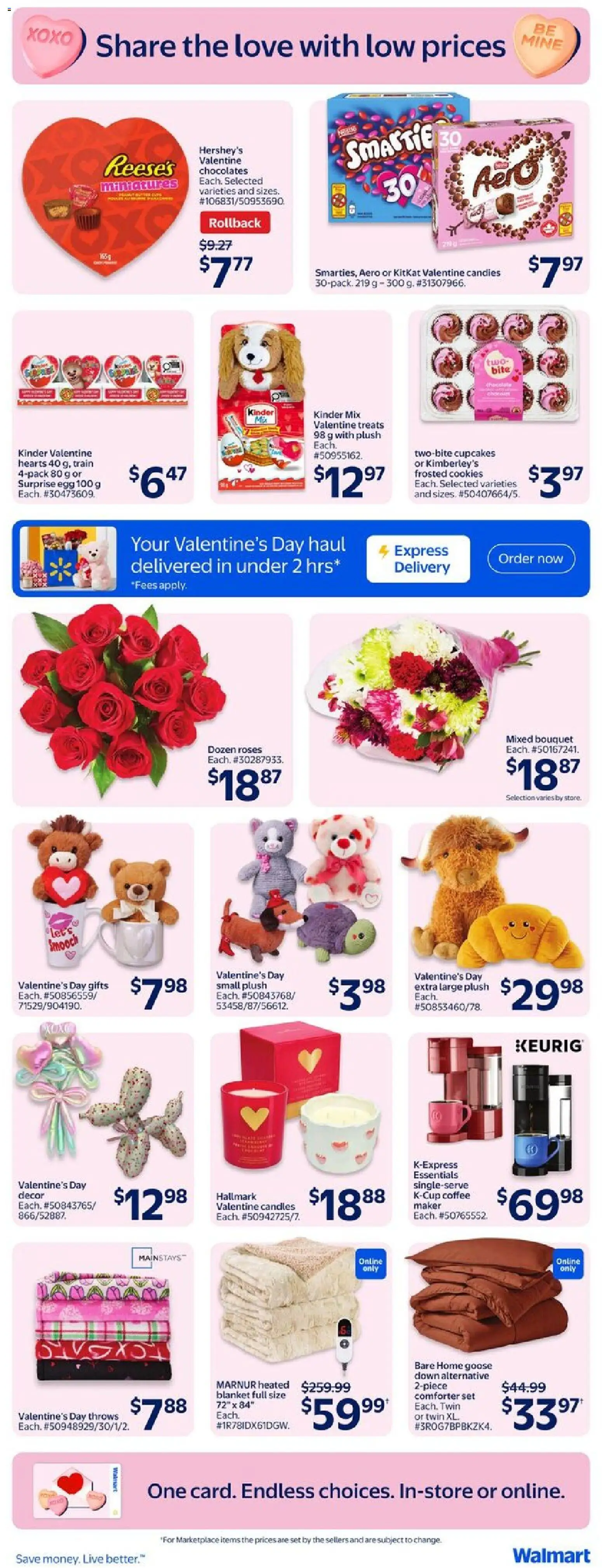 Walmart flyer valid from 12.02.2026 | Page: 17 | Products: Candies, Cookies, Blanket, Coffee