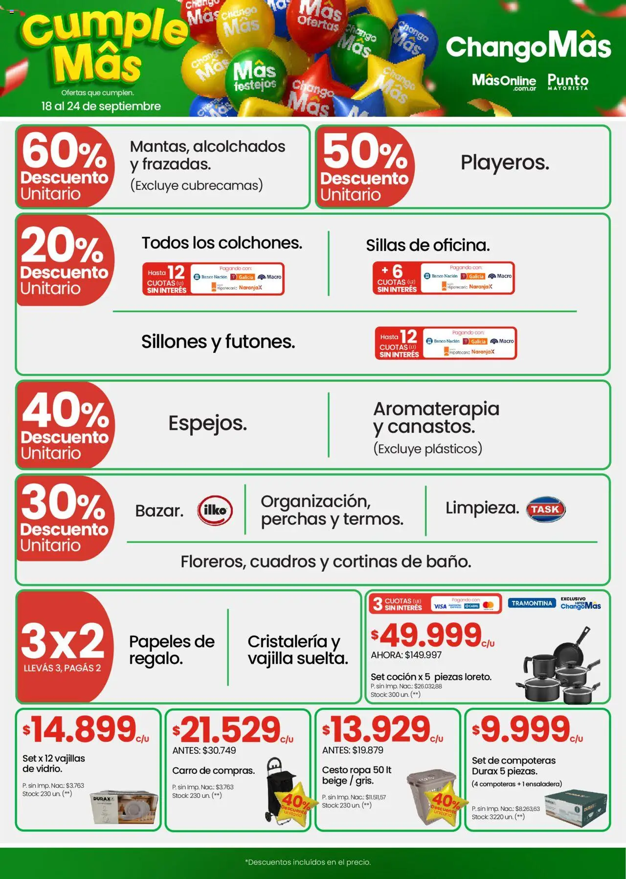 Changomas ofertas │ válido desde el 18.09.2025 | Página: 11 | Productos: Cesto ropa, Cortinas, Ropa, Ensaladera