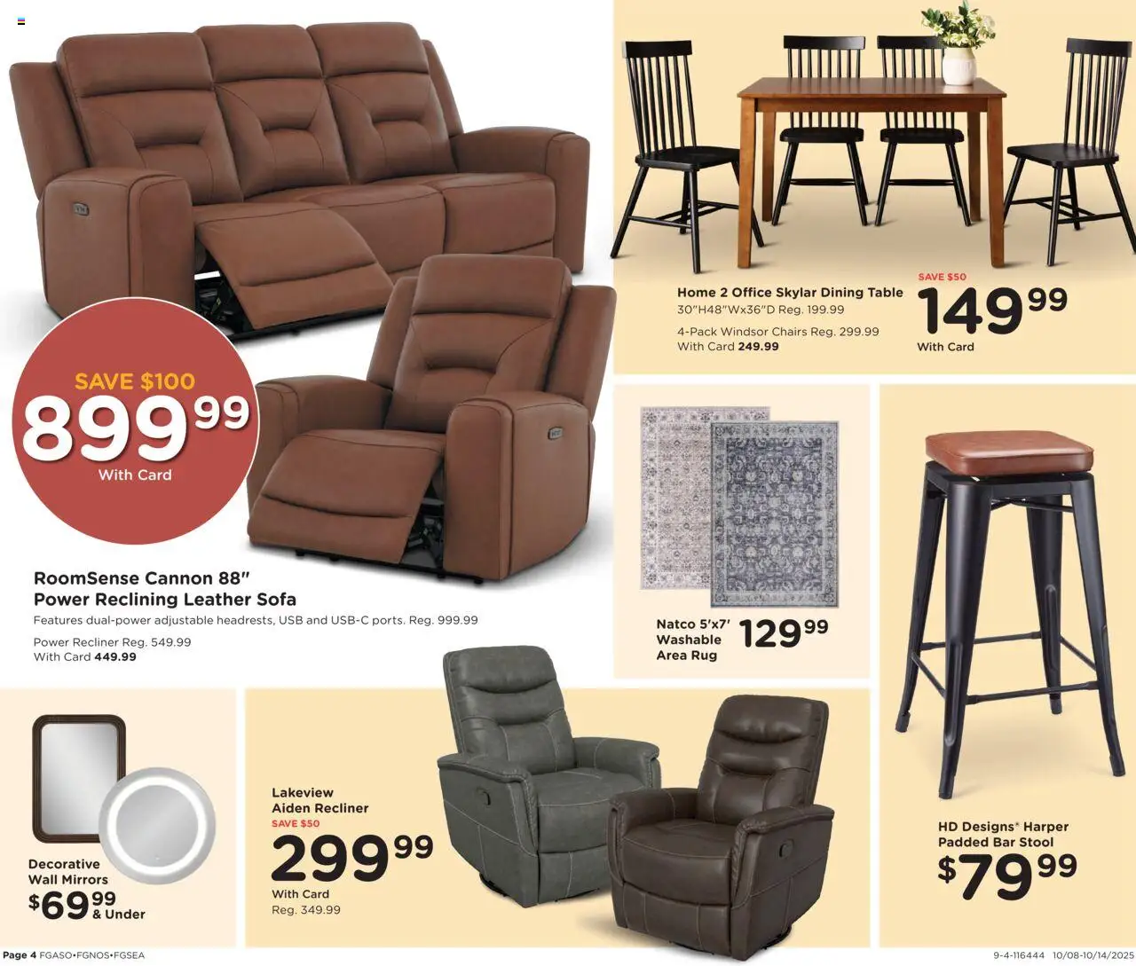 Fred Meyer Home & Apparel - valid from 08.10.2025 | Page: 6 | Products: Sofa, Table, Recliner, Usb