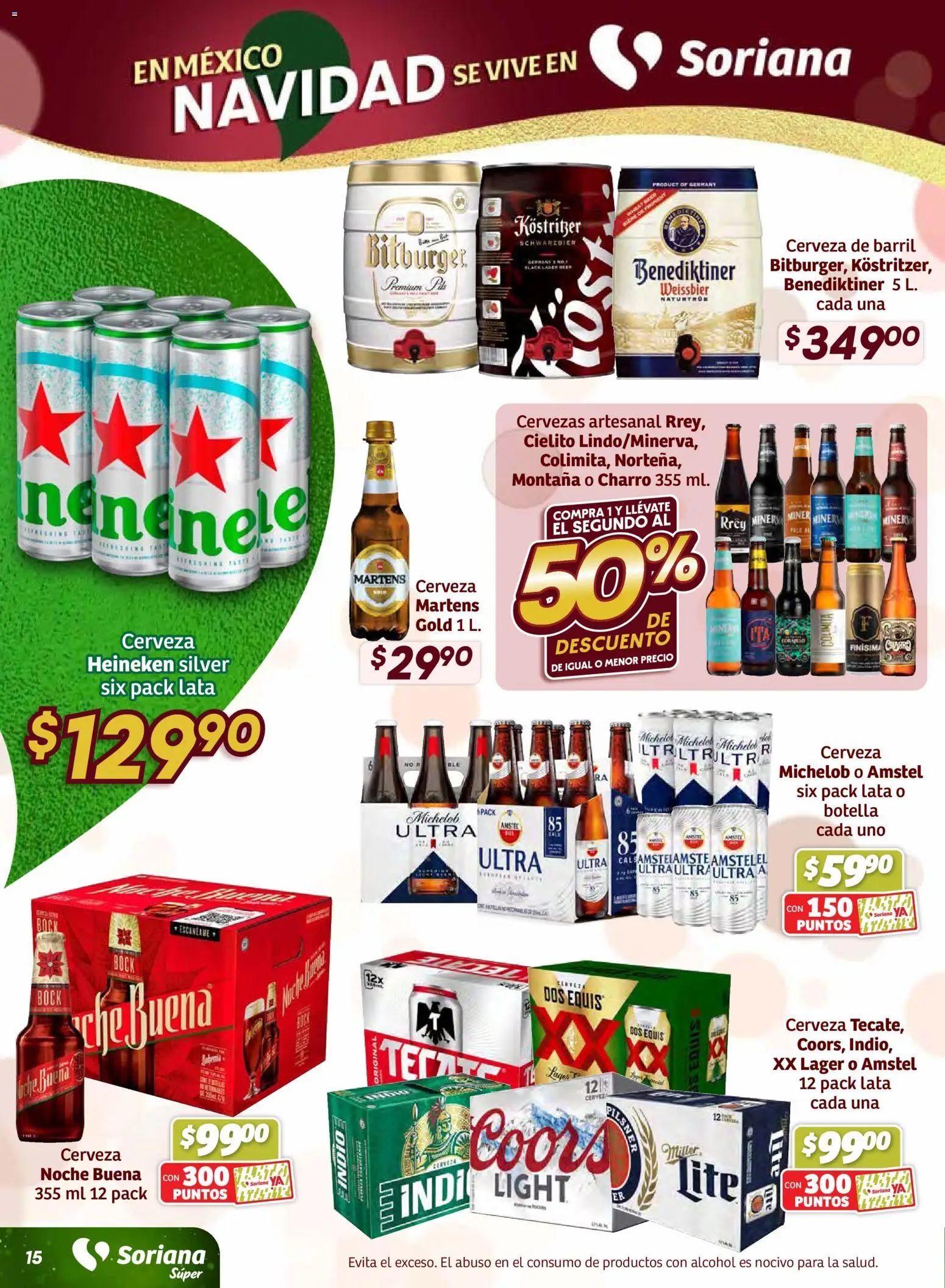 Nuevas ofertas de Soriana válidas en toda la República Mexicana desde el 11.12.2025. ¡Encuentra las mejores ofertas en Soriana - Preciazazaso Súper: BCS, Jal, Nay, Sin, Son! | Página: 15 | Productos: Leche, Cerveza, Botella