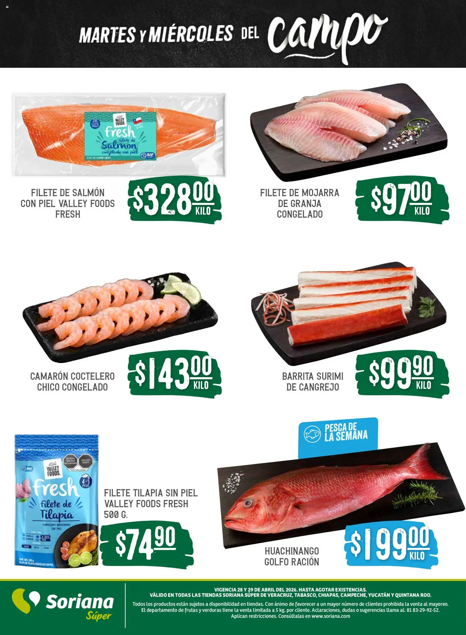 Nuevas ofertas de Soriana válidas en toda la República Mexicana desde el 28.04.2026. ¡Encuentra las mejores ofertas en Soriana Martes y Miércoles del Campo Súper: Ver, Tab, Chis, Camp, Yuc y Q. Roo! | Página: 5