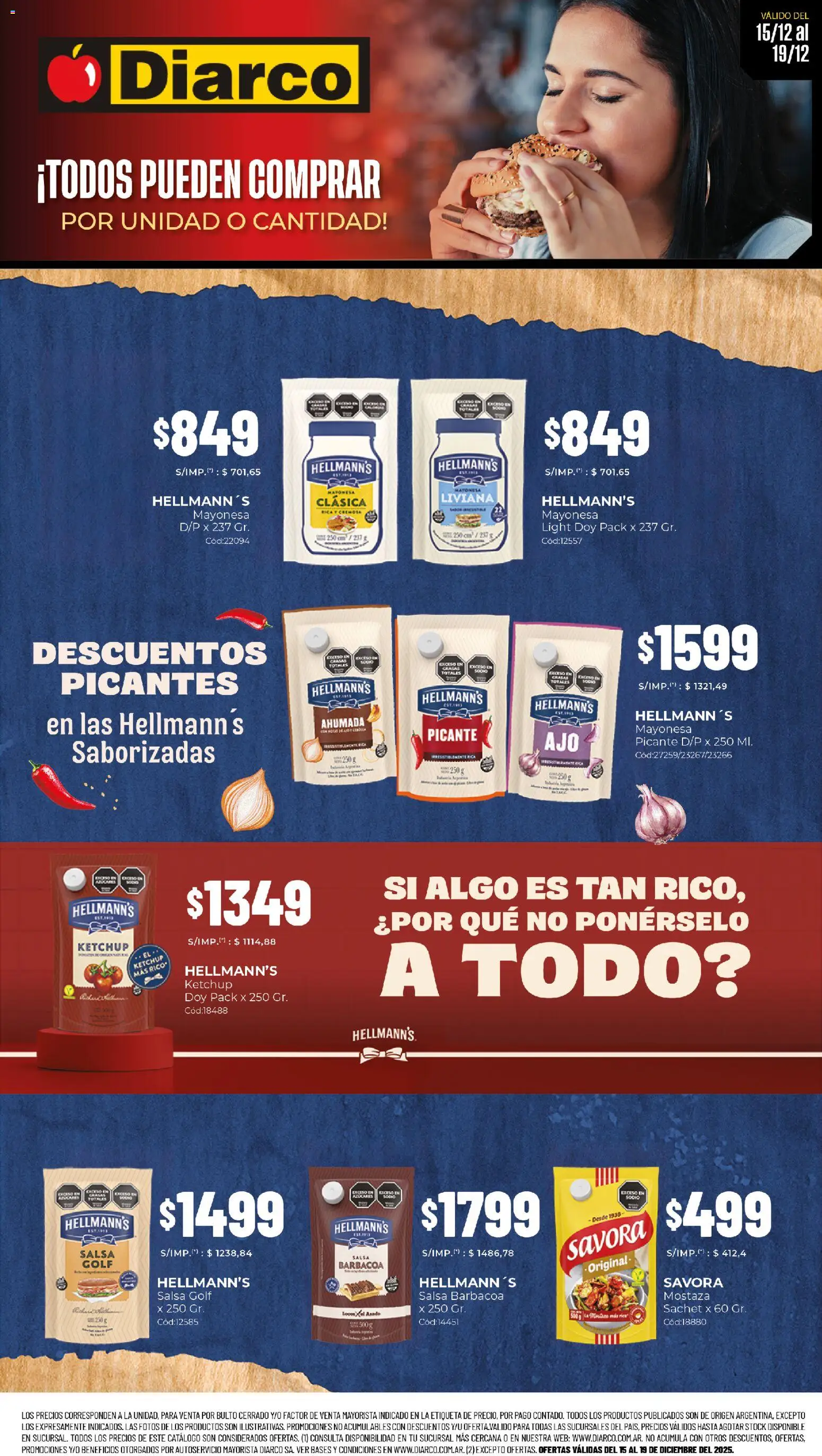 Diarco - Especial Hellmans │ válido desde el 15.12.2025 | Página: 1 | Productos: Mayonesa, Ketchup, Mostaza, Salsa Golf