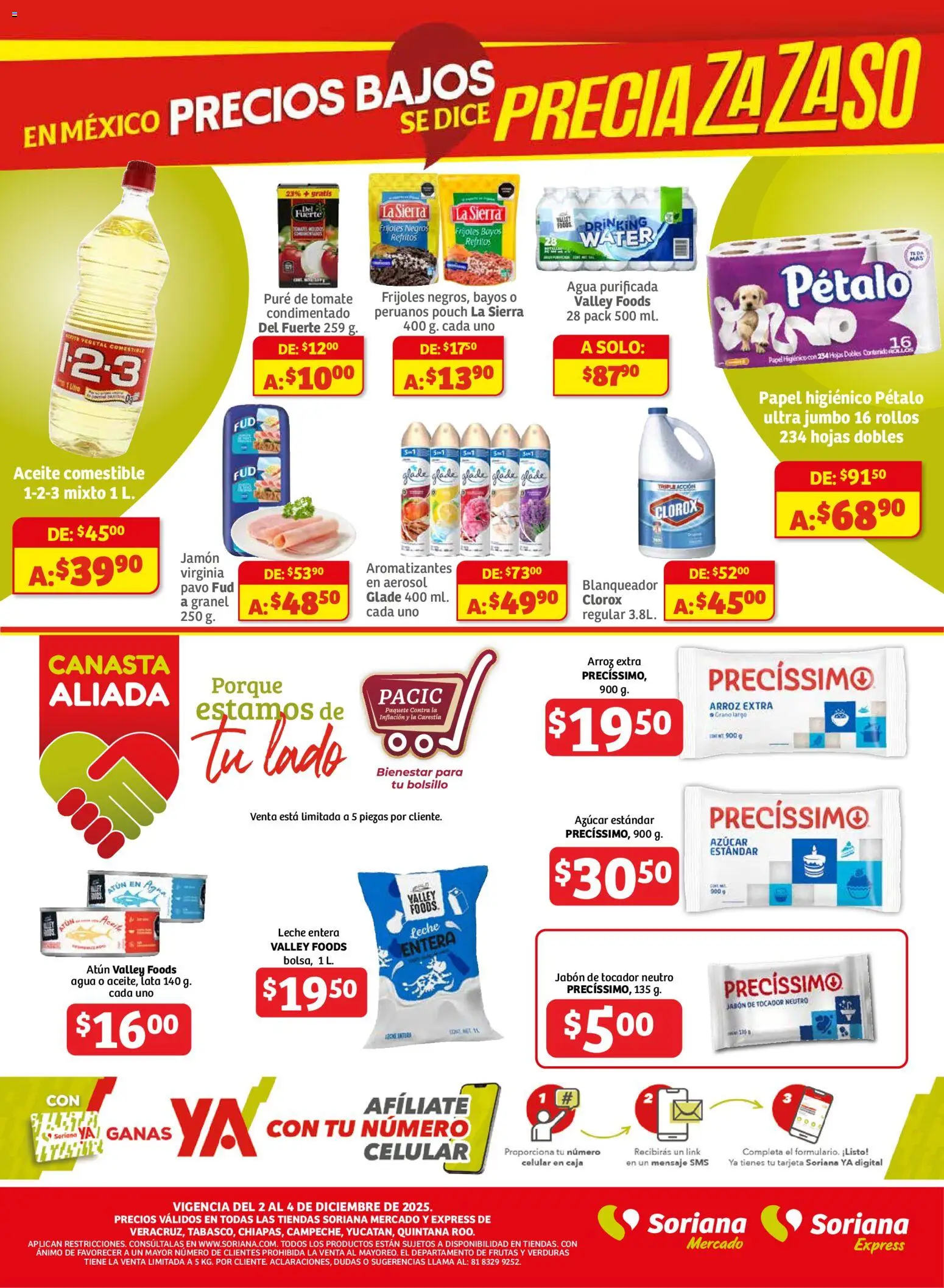 Nuevas ofertas de Soriana válidas en toda la República Mexicana desde el 02.12.2025. ¡Encuentra las mejores ofertas en Soriana - Frescos del Mandado Mercado: Ver, Tab, Chis, Camp, Yuc y Q. Roo! | Página: 3 | Productos: Atún, Tomate, Pure de Tomate, Papel higiénico