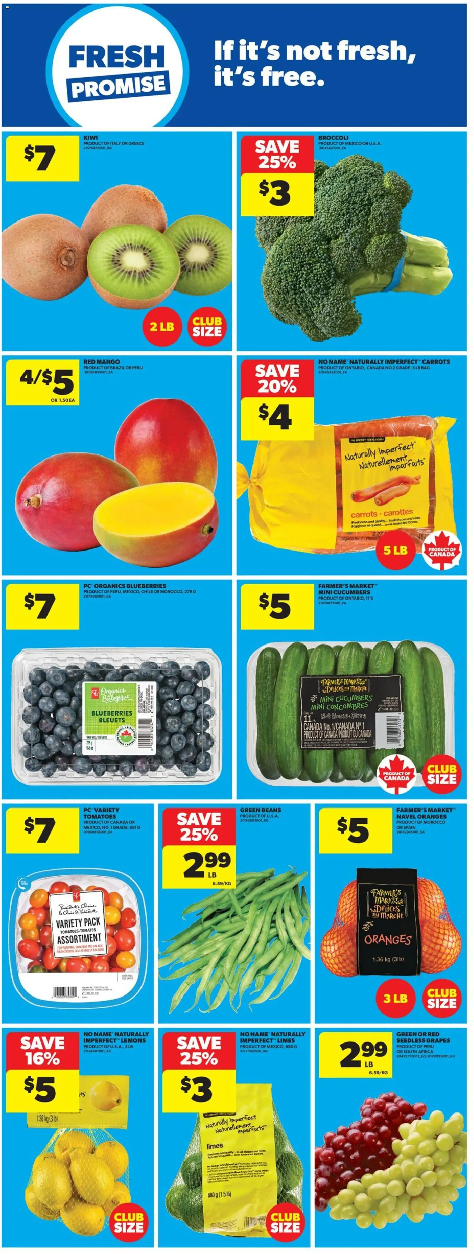 Real Canadian Superstore flyer valid from 01.01.2026 | Page: 11 | Products: Kiwi, Cucumbers, Oranges, Tomatoes