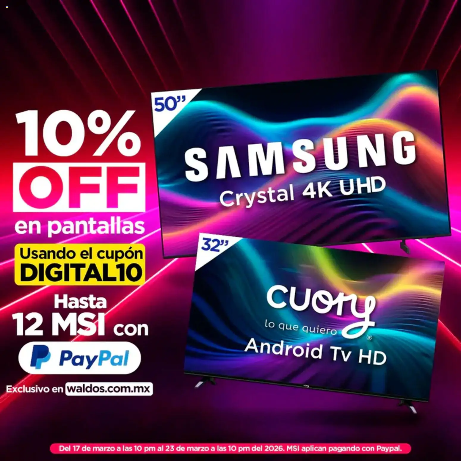 Nuevas ofertas de Waldo's válidas en toda la República Mexicana desde el 17.03.2026. ¡Encuentra las mejores ofertas en Waldo's catálogo! | Página: 4 | Productos: Pantallas