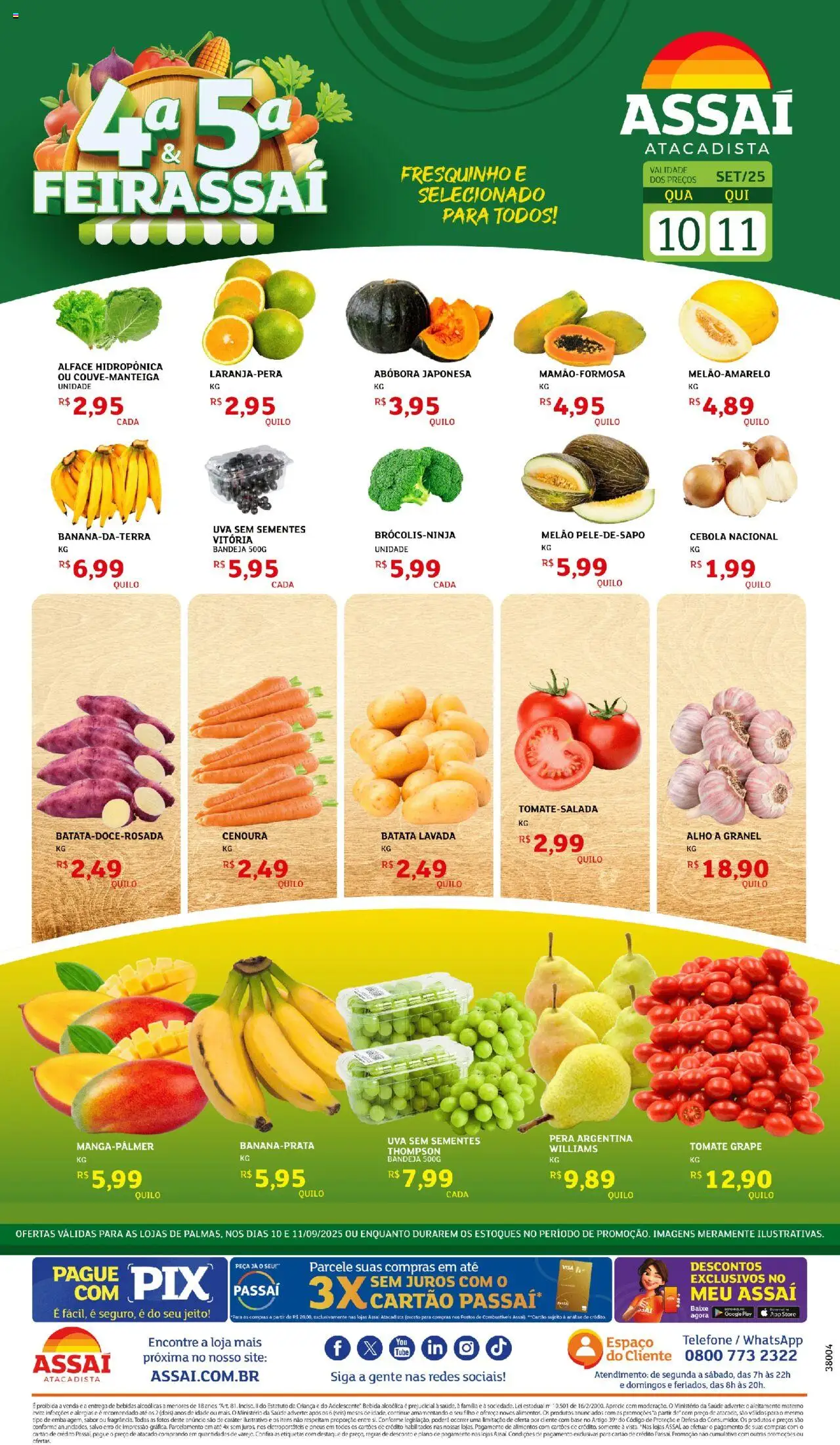 Assaí Atacadista Folheto - válido de 10.09.2025 | Página: 1 | Produtos: Pera, Cebola, Cenoura, Bebida