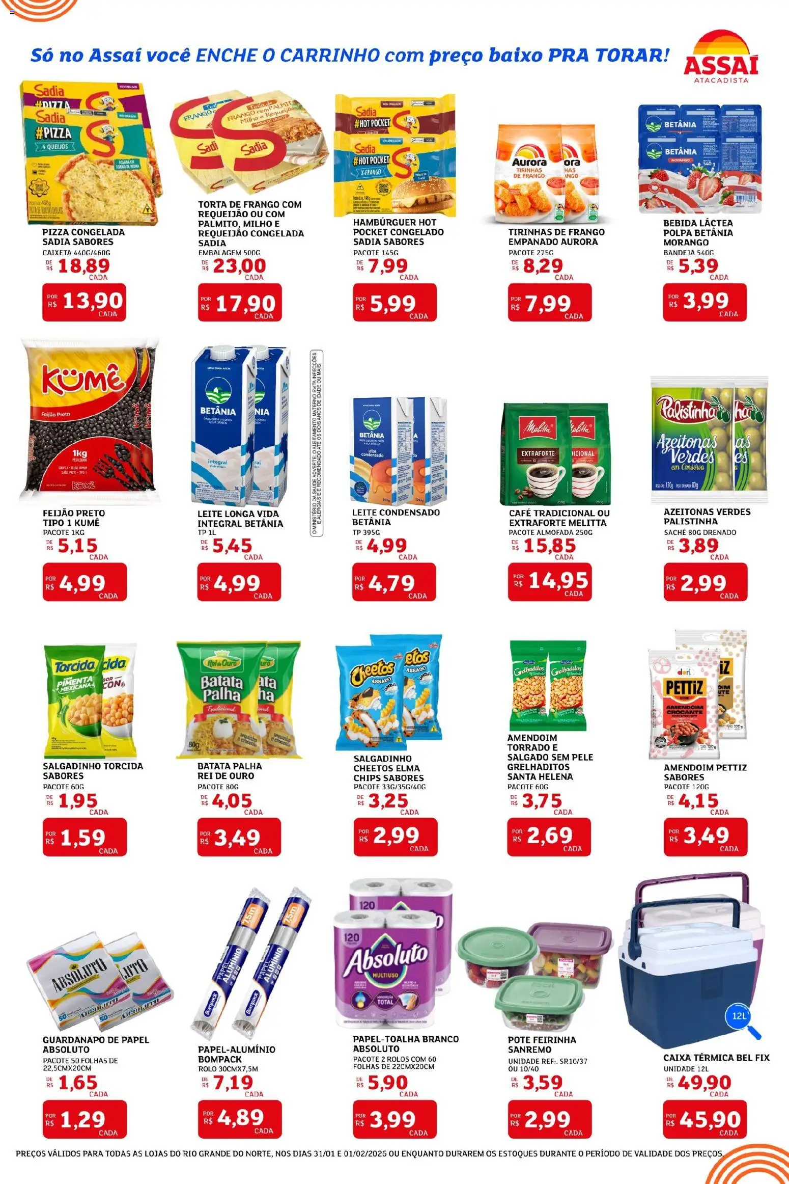 Assaí Atacadista Folheto - válido de 31.01.2026 | Página: 2 | Produtos: Caixa, Cheetos, Bandeja, Leite condensado