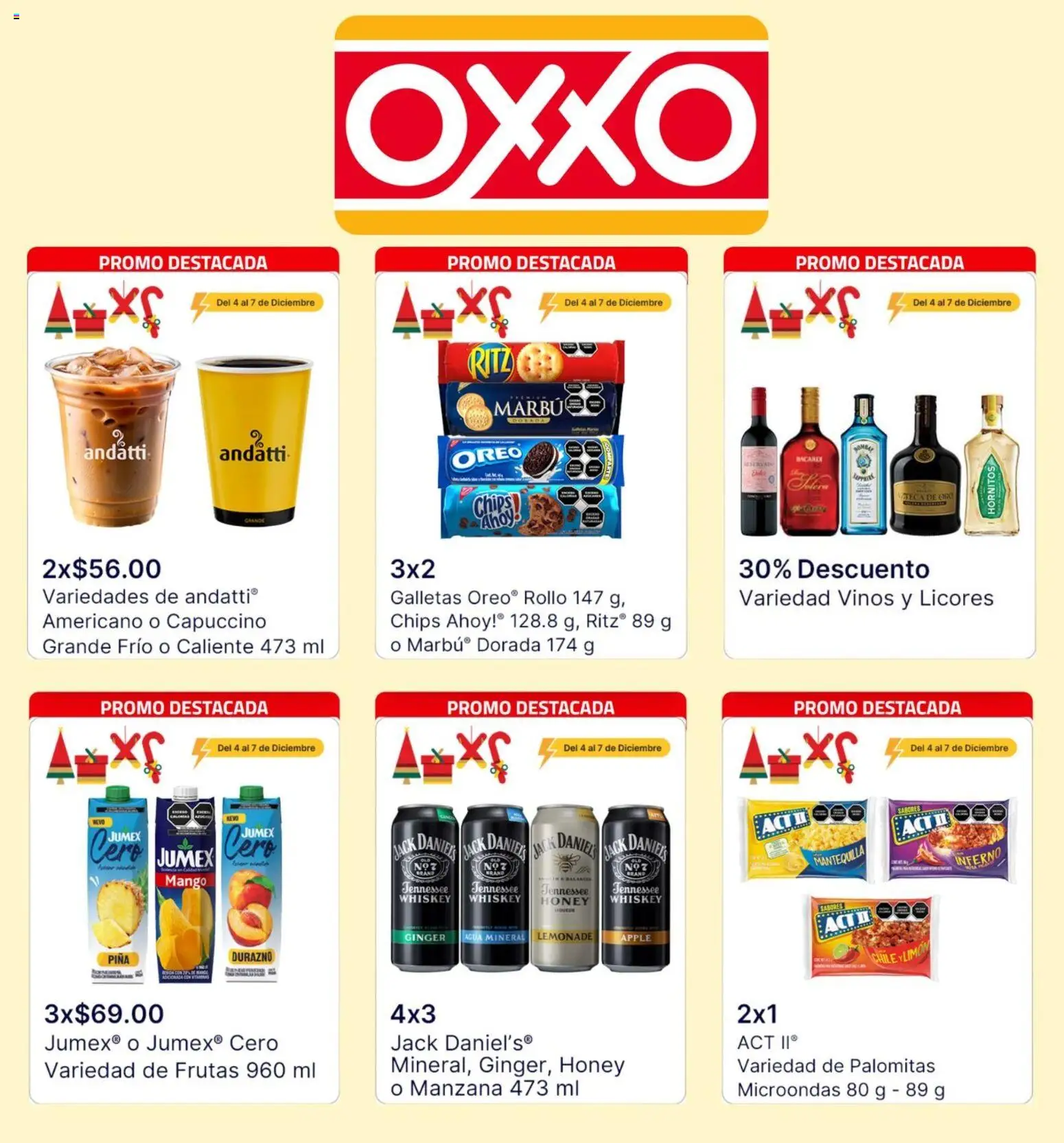 Nuevas ofertas de OXXO válidas en toda la República Mexicana desde el 04.12.2025. ¡Encuentra las mejores ofertas en OXXO catálogo Ofertas! | Página: 1 | Productos: Whiskey, Manzana, Agua, Piña