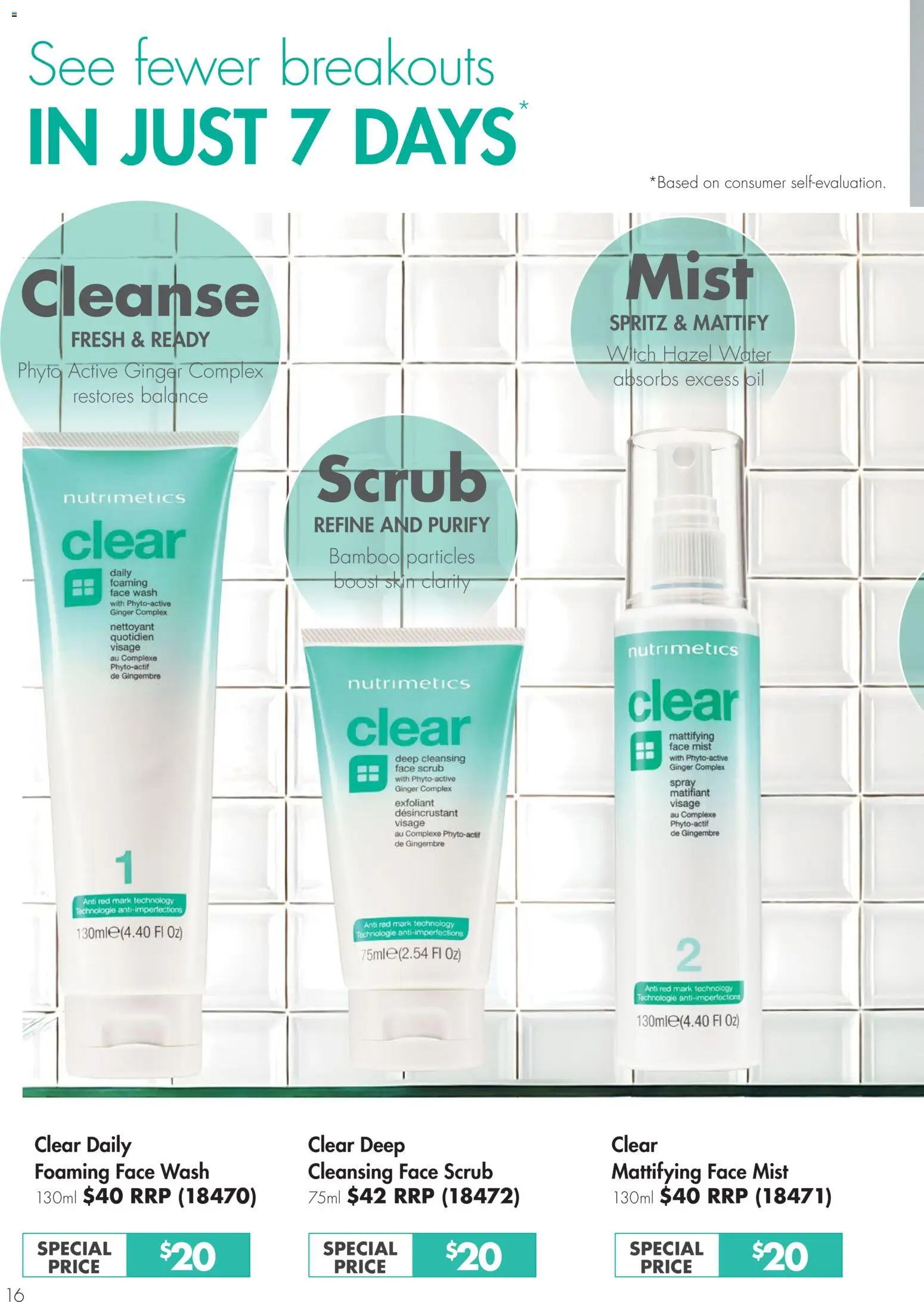 Nutrimetics catalogue - valid from 01.01.2026 | Page: 16 | Products: Ginger, Scrub, Water, Face wash