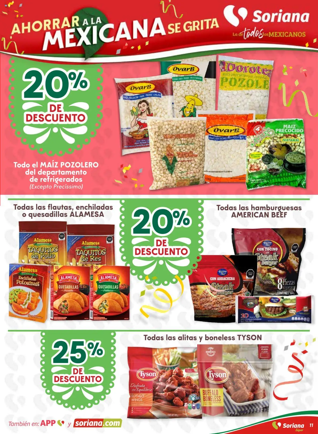 Nuevas ofertas de Soriana válidas en toda la República Mexicana desde el 10.09.2025. ¡Encuentra las mejores ofertas en Soriana - Ahorrar a la mexicana se grita Soriana Súper Nacional! | Página: 11 | Productos: Pollo, Maíz, Tocino, Res