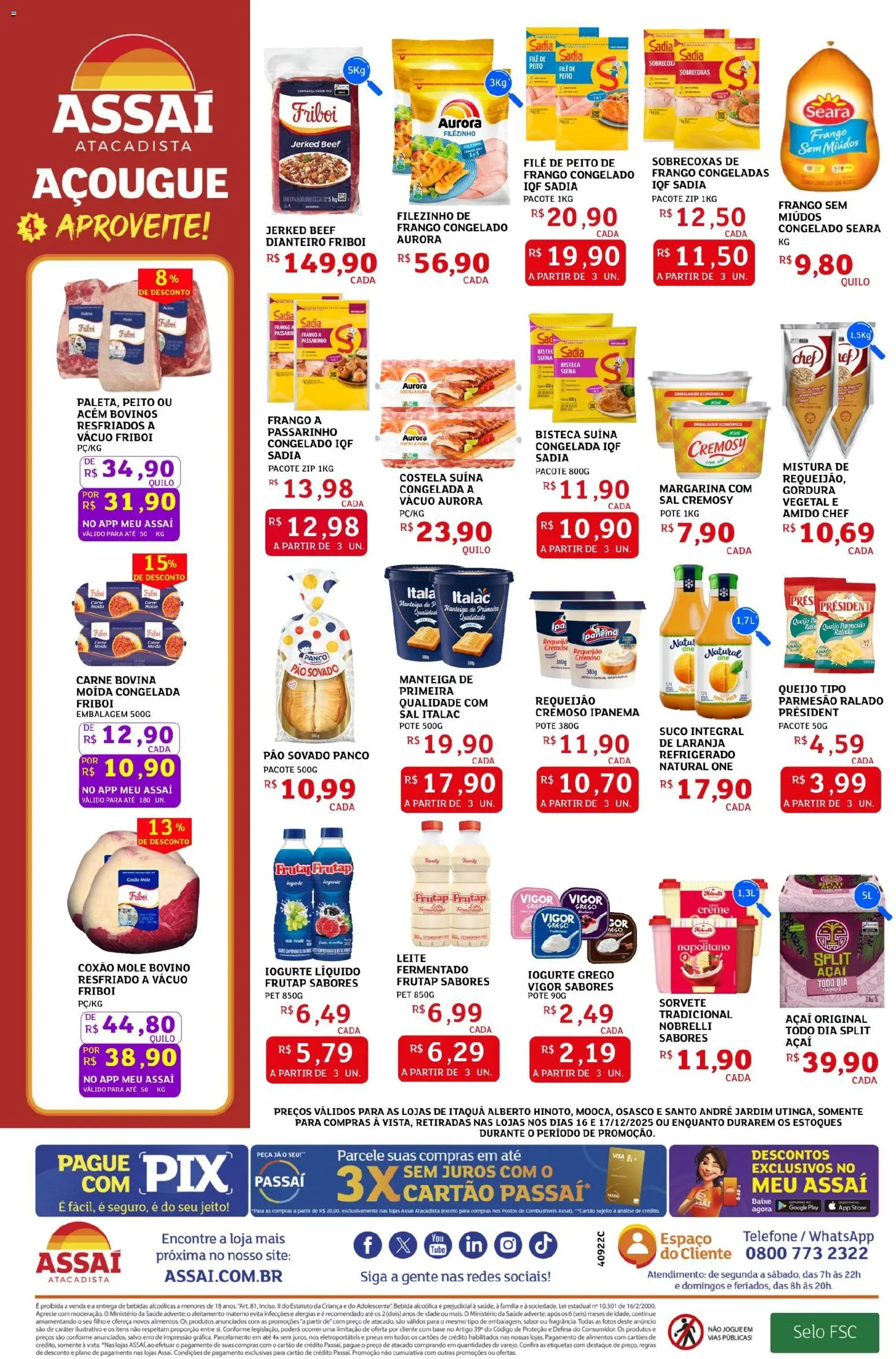 Assaí Atacadista Folheto - válido de 16.12.2025 | Página: 2 | Produtos: Acém, Queijo, Carne, Margarina