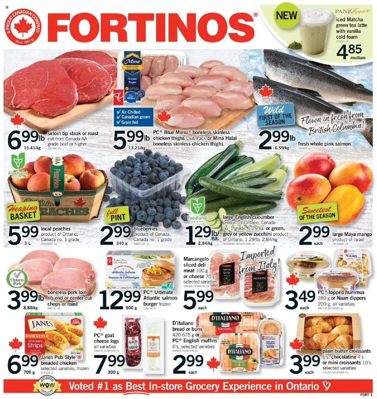 Fortinos flyer valid from 24.07.2025 | Page: 1 | Products: Basket, Butter, Chicken, Pork