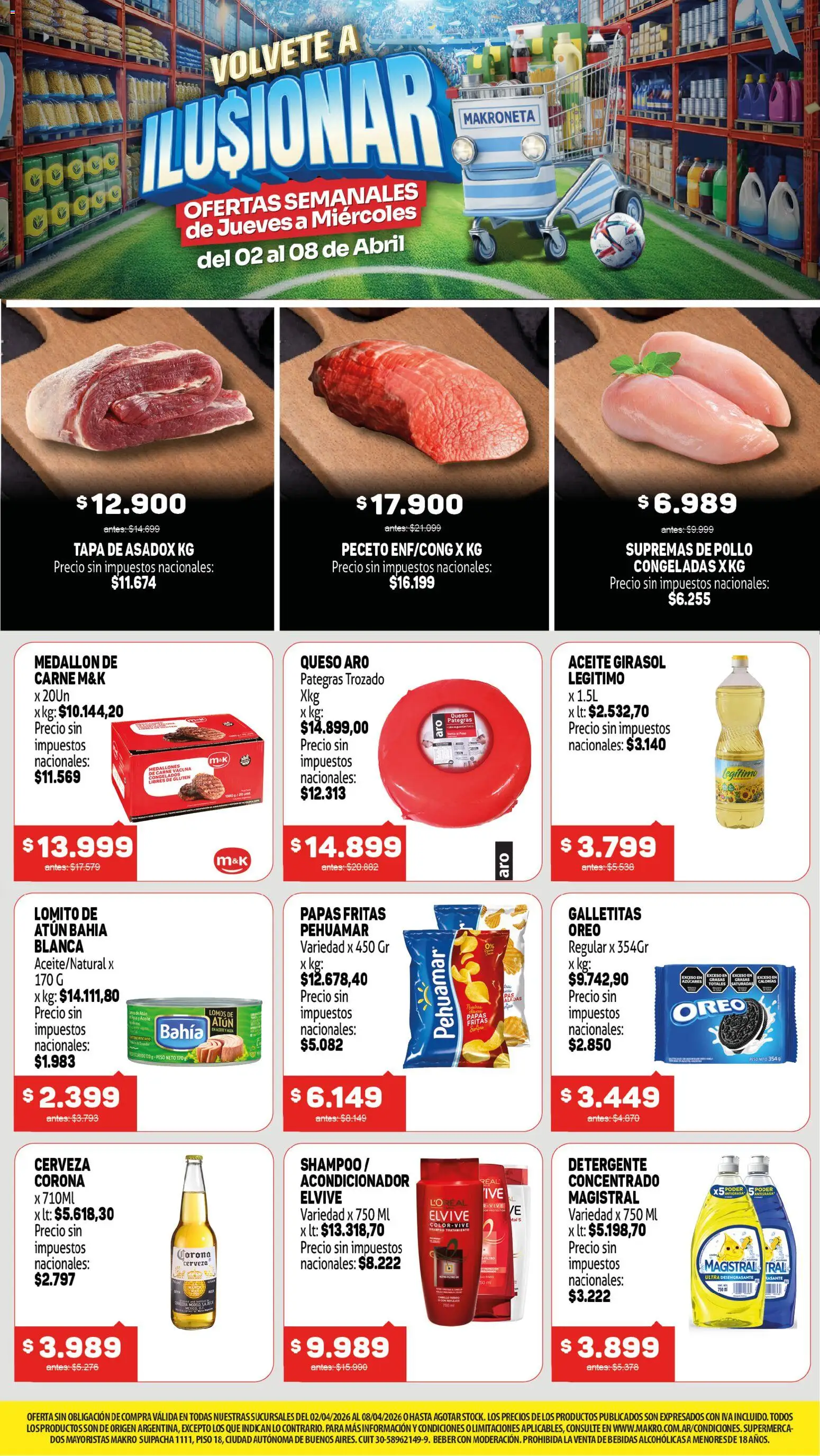 Makro ofertas │ válido desde el 02.04.2026 | Página: 1 | Productos: Pollo, Atún, Queso, Cerveza