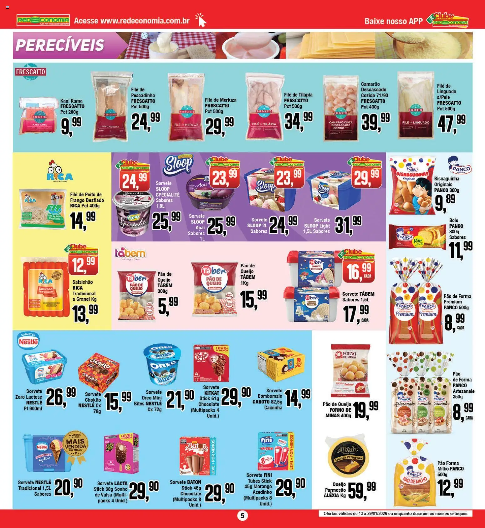RedEconomia Folheto - válido de 12.01.2026 | Página: 5 | Produtos: Parmesão, Bolo, Filé de tilápia, Açaí