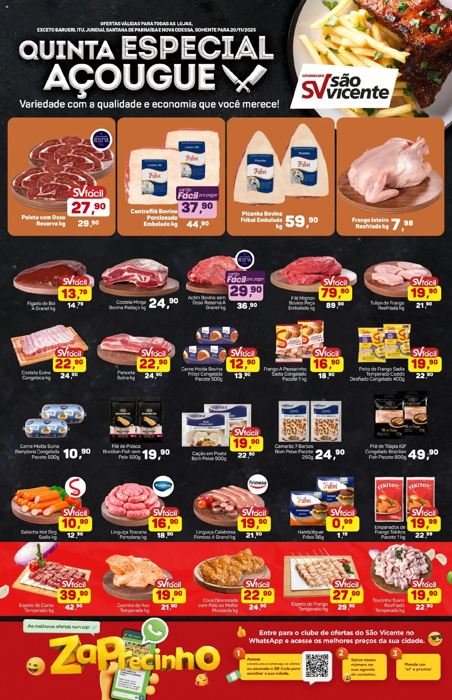 Supermercados São Vicente Folheto - válido de 20.11.2025 | Página: 1 | Produtos: Tilápia, Peixe, Frango, Peito de frango