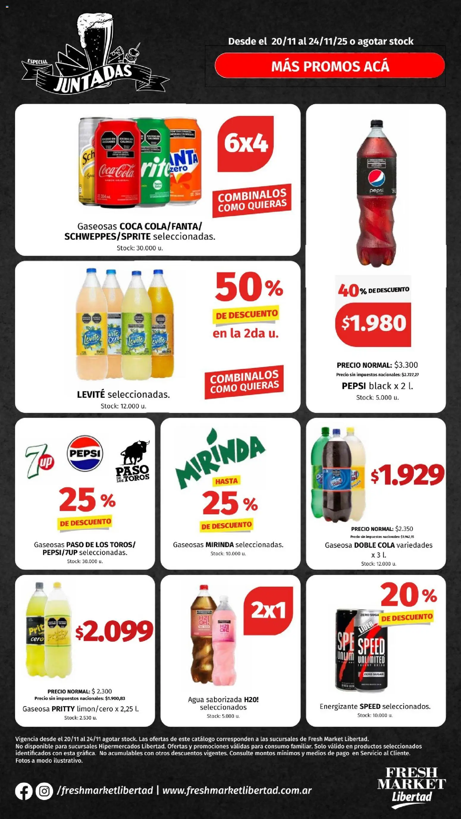 Hipermercado Libertad - JUNTADAS  │ válido desde el 20.11.2025 | Página: 2 | Productos: Gaseosa, Agua, Agua saborizada