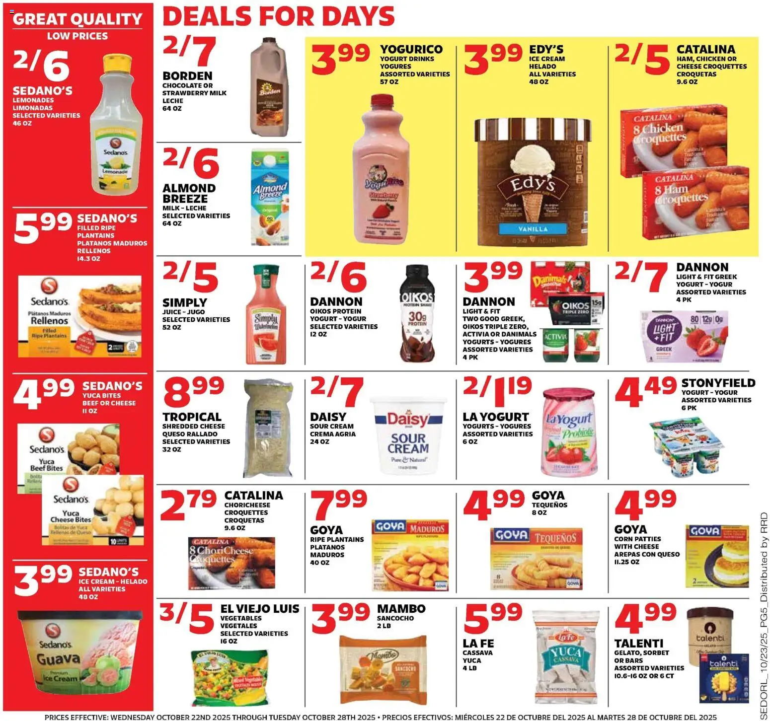 Sedano's Weekly Ad - valid from 22.10.2025 | Page: 5 | Products: Corn, Ham, Juice, Ice cream