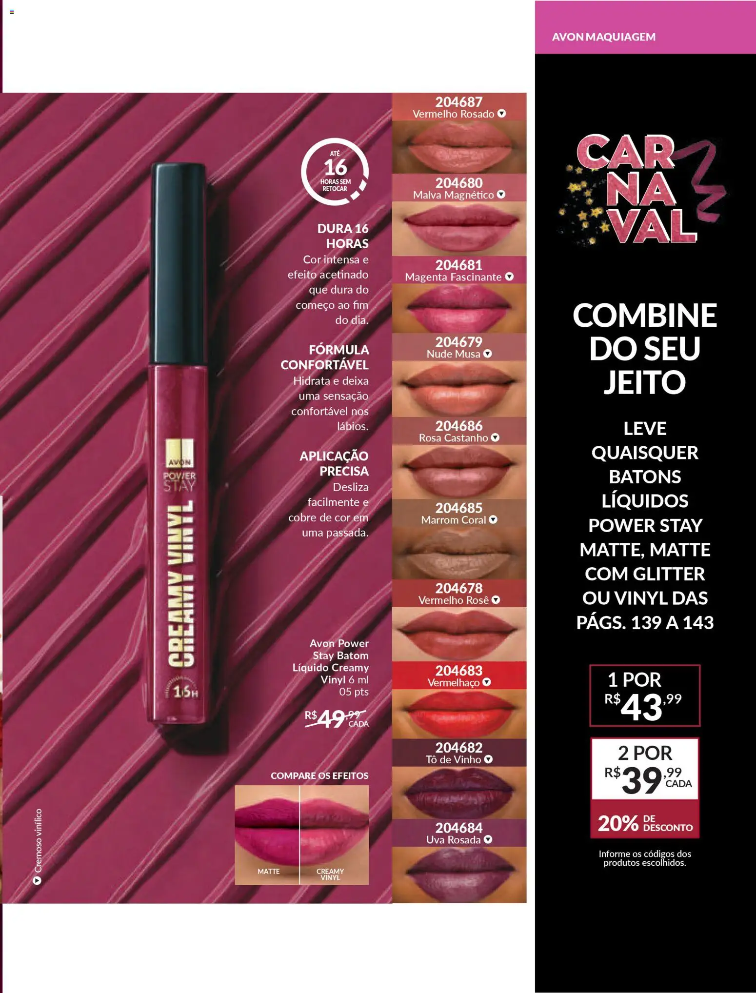 Avon Folheto - válido de 15.01.2026 | Página: 143 | Produtos: Maquiagem, Batom, Vinho